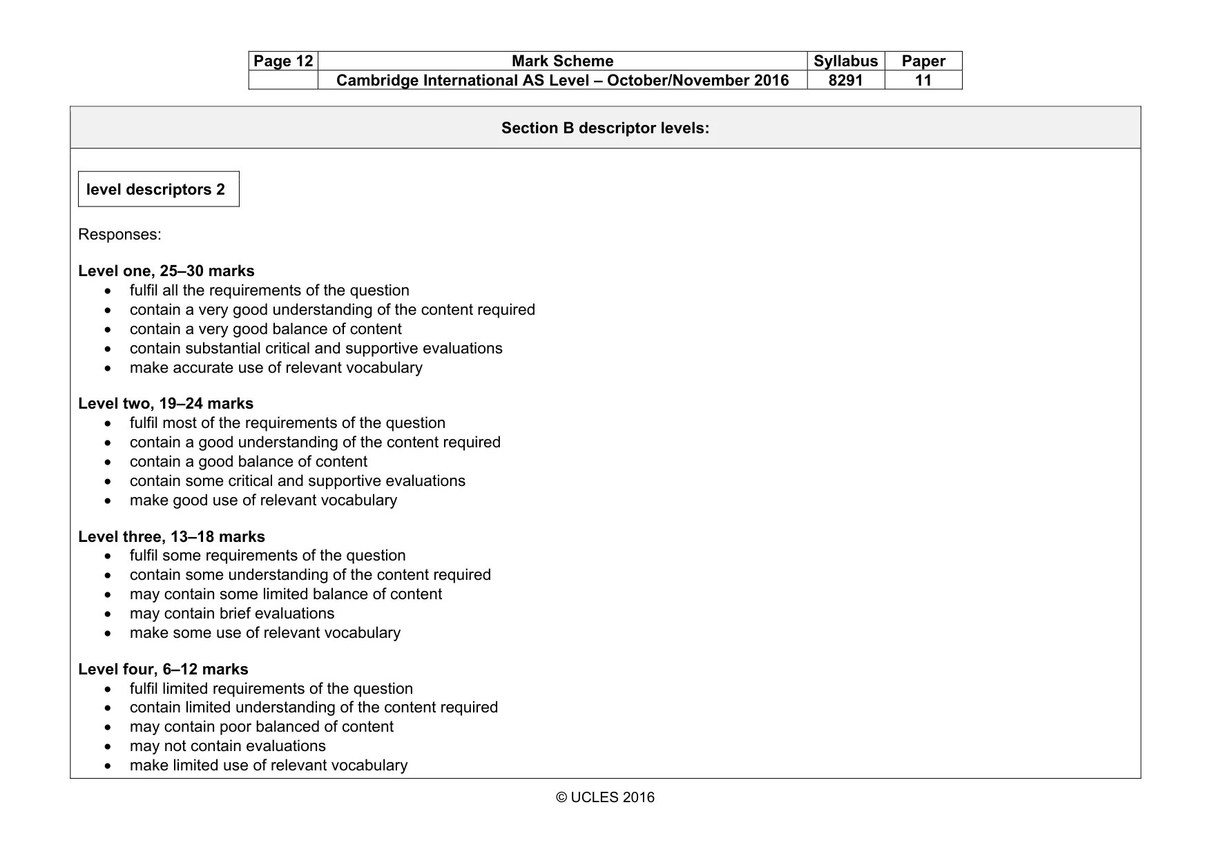 Mark scheme, page 12 of 13