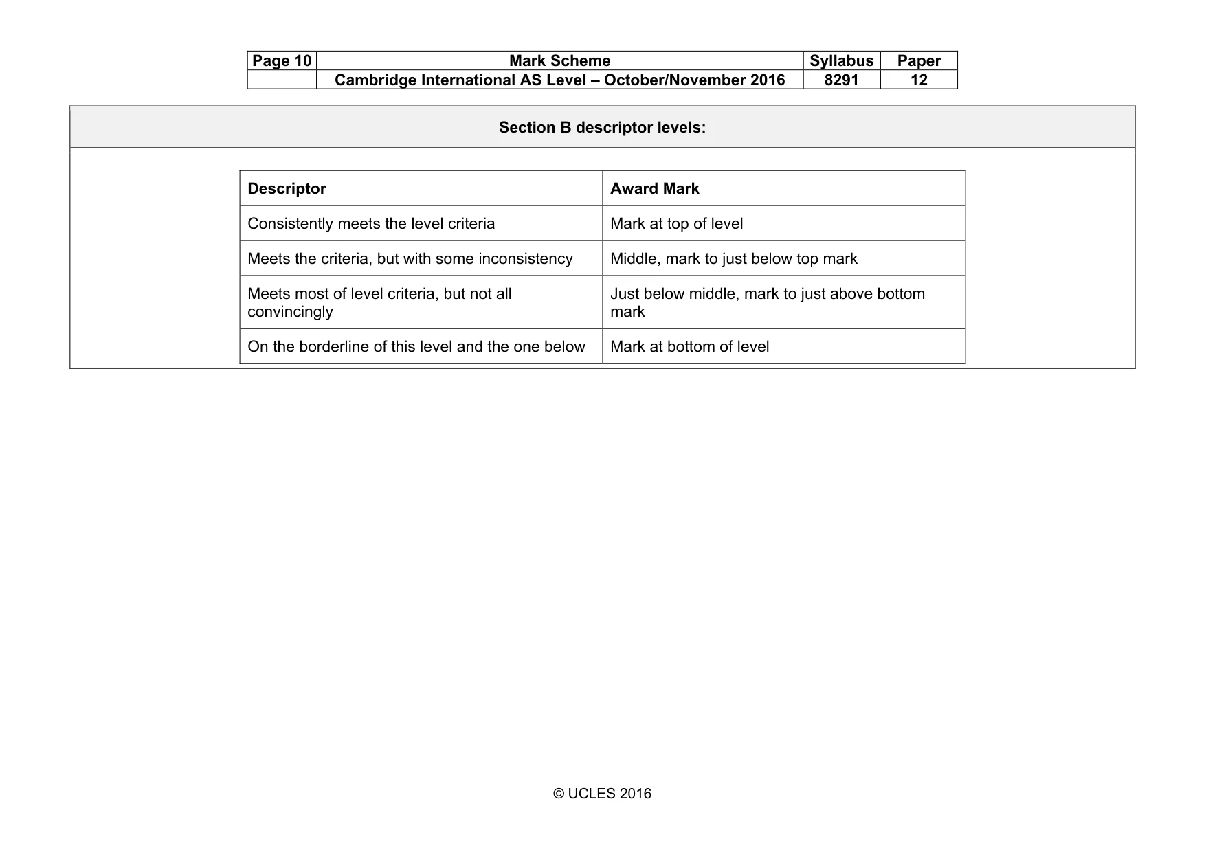 Mark scheme, page 10 of 13