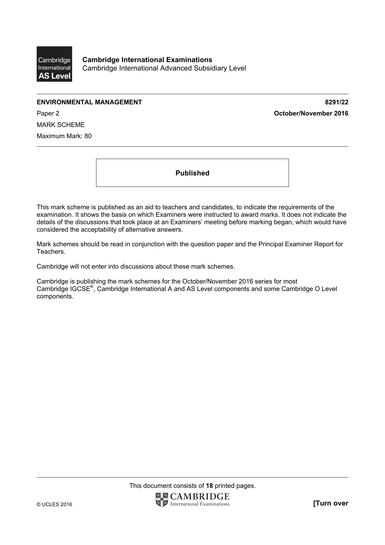 Mark scheme, page 1 of 18