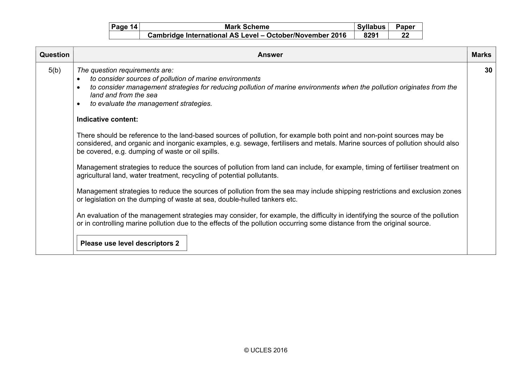 Mark scheme, page 14 of 18