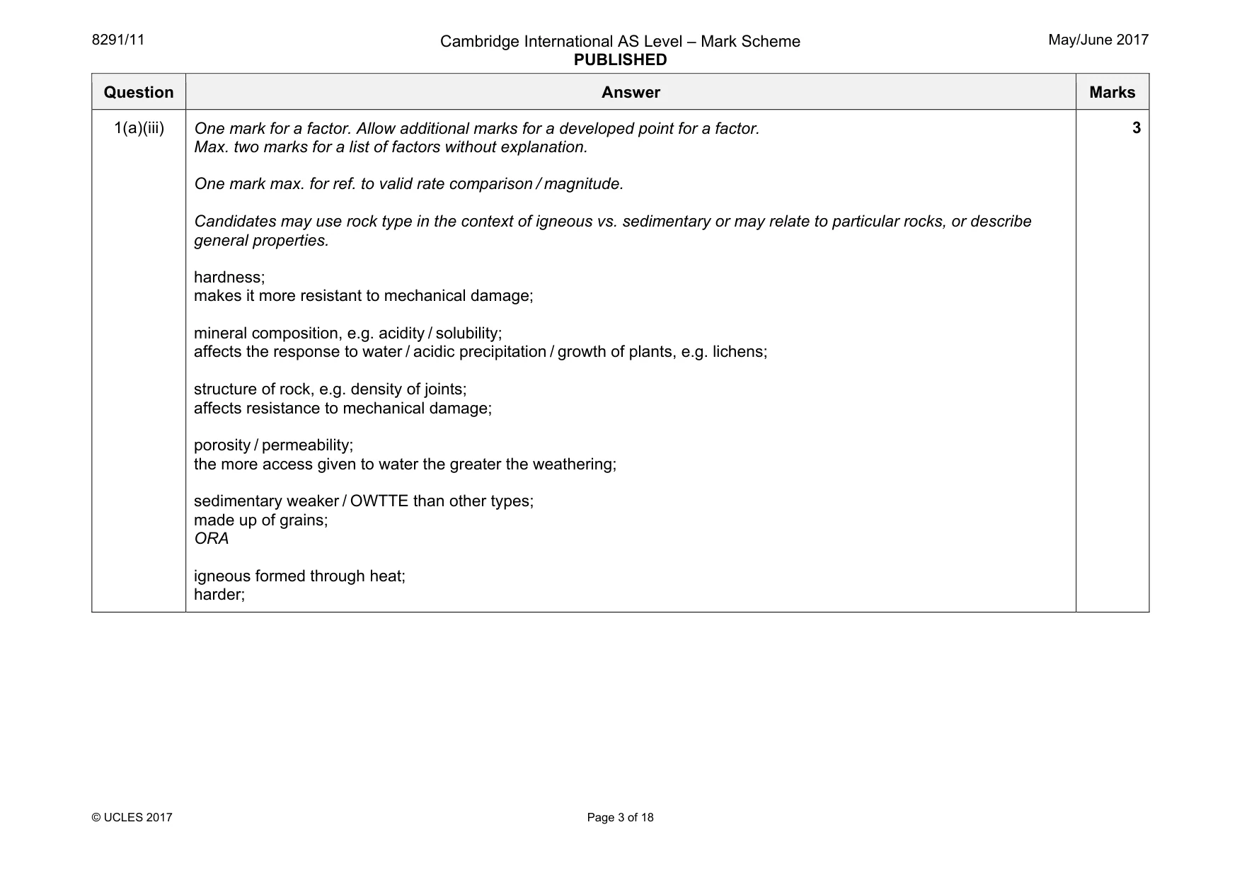 Mark scheme, page 3 of 18