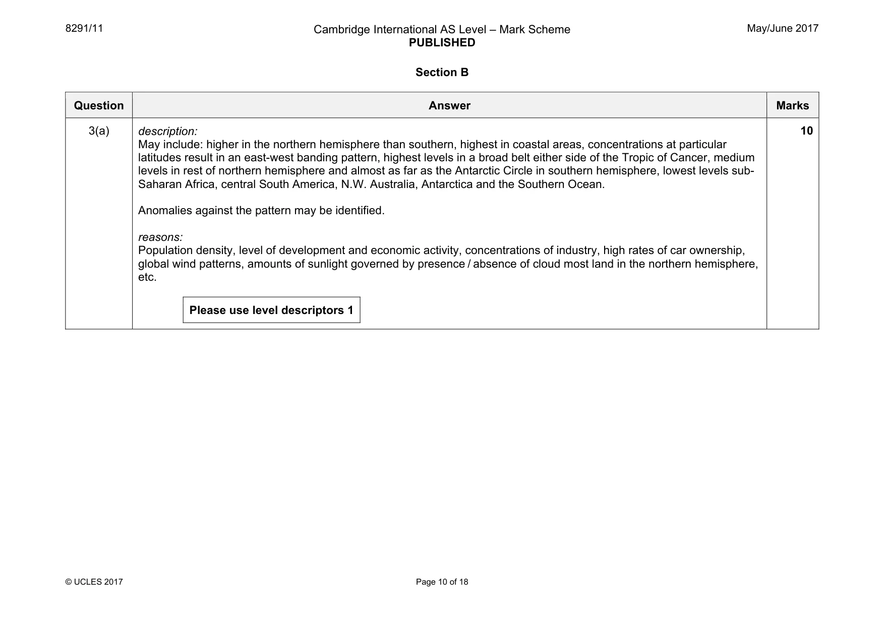 Mark scheme, page 10 of 18