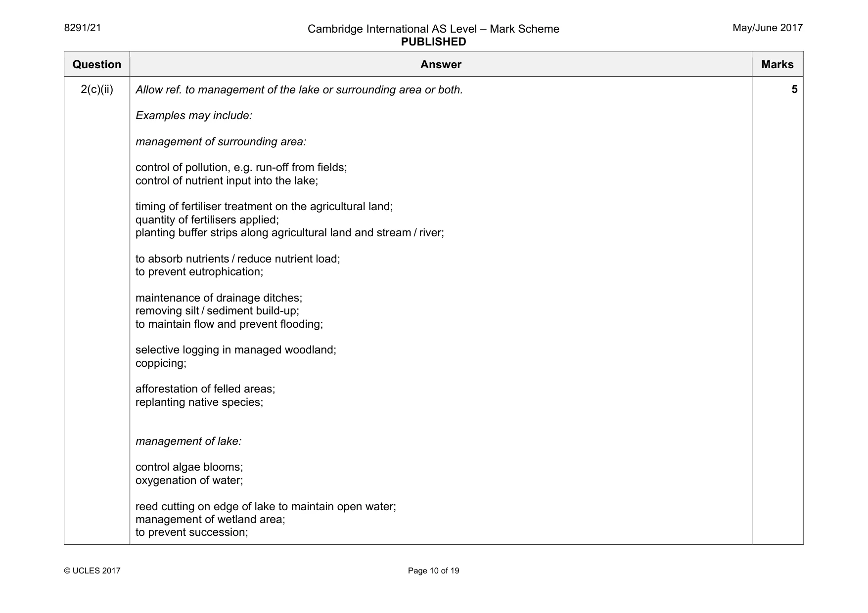 Mark scheme, page 10 of 19