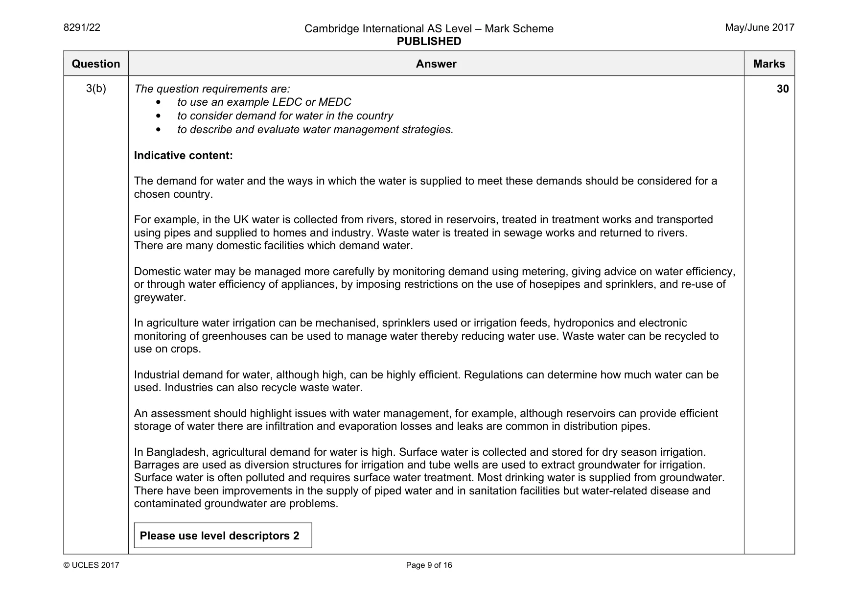Mark scheme, page 9 of 16