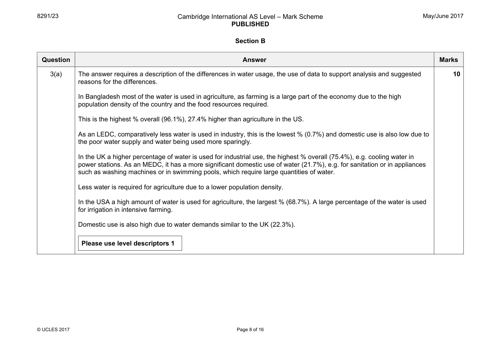 Mark scheme, page 8 of 16