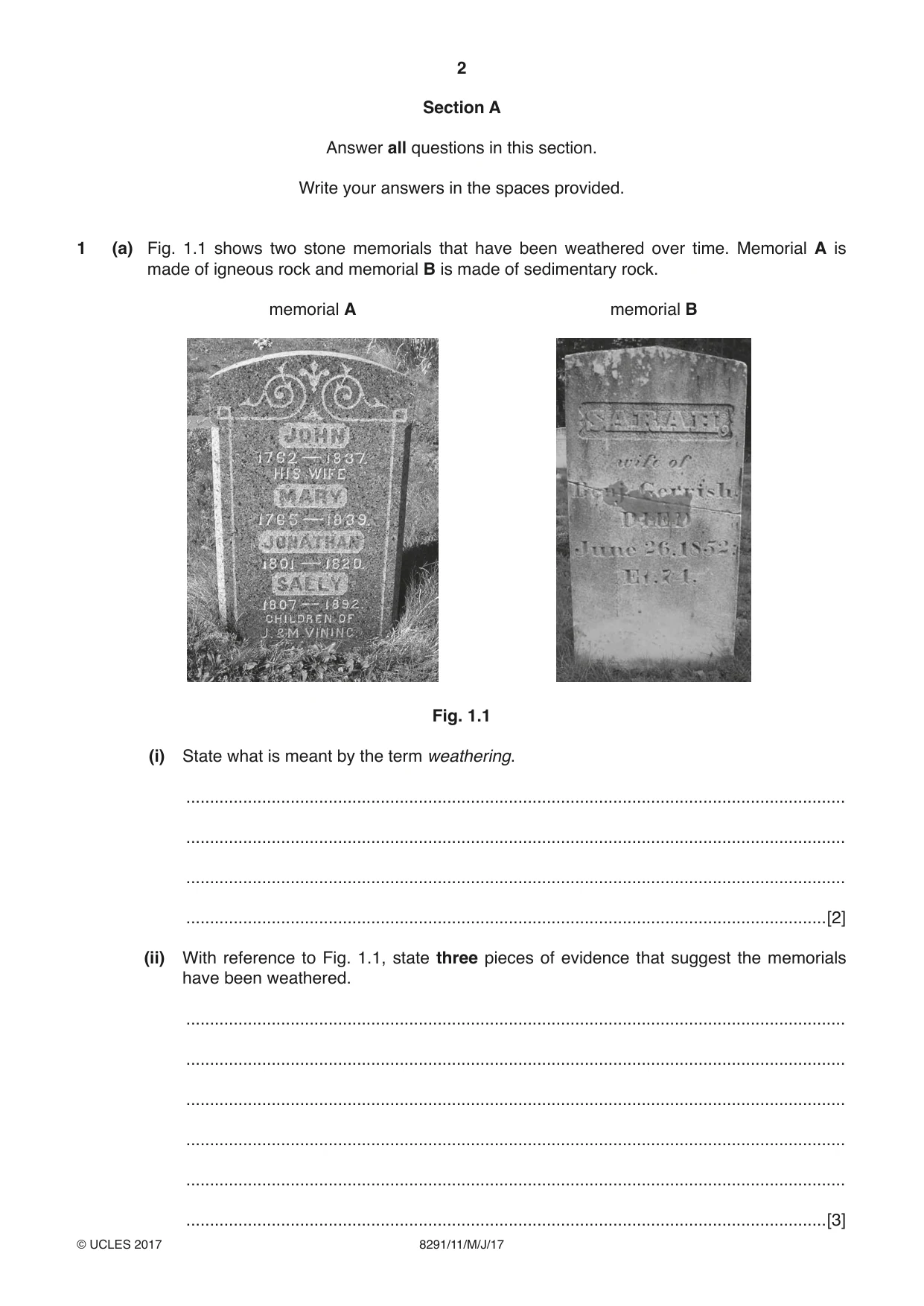 Cambridge A Level Environmental Management (AS only) 8291 2017 May/June Paper 1 · Variant 1 question paper, page 2 of 12