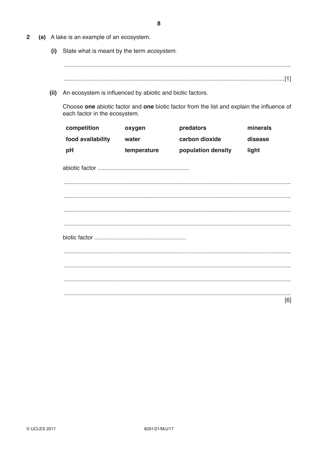 Cambridge A Level Environmental Management (AS only) 8291 2017 May/June Paper 2 · Variant 1 question paper, page 8 of 16