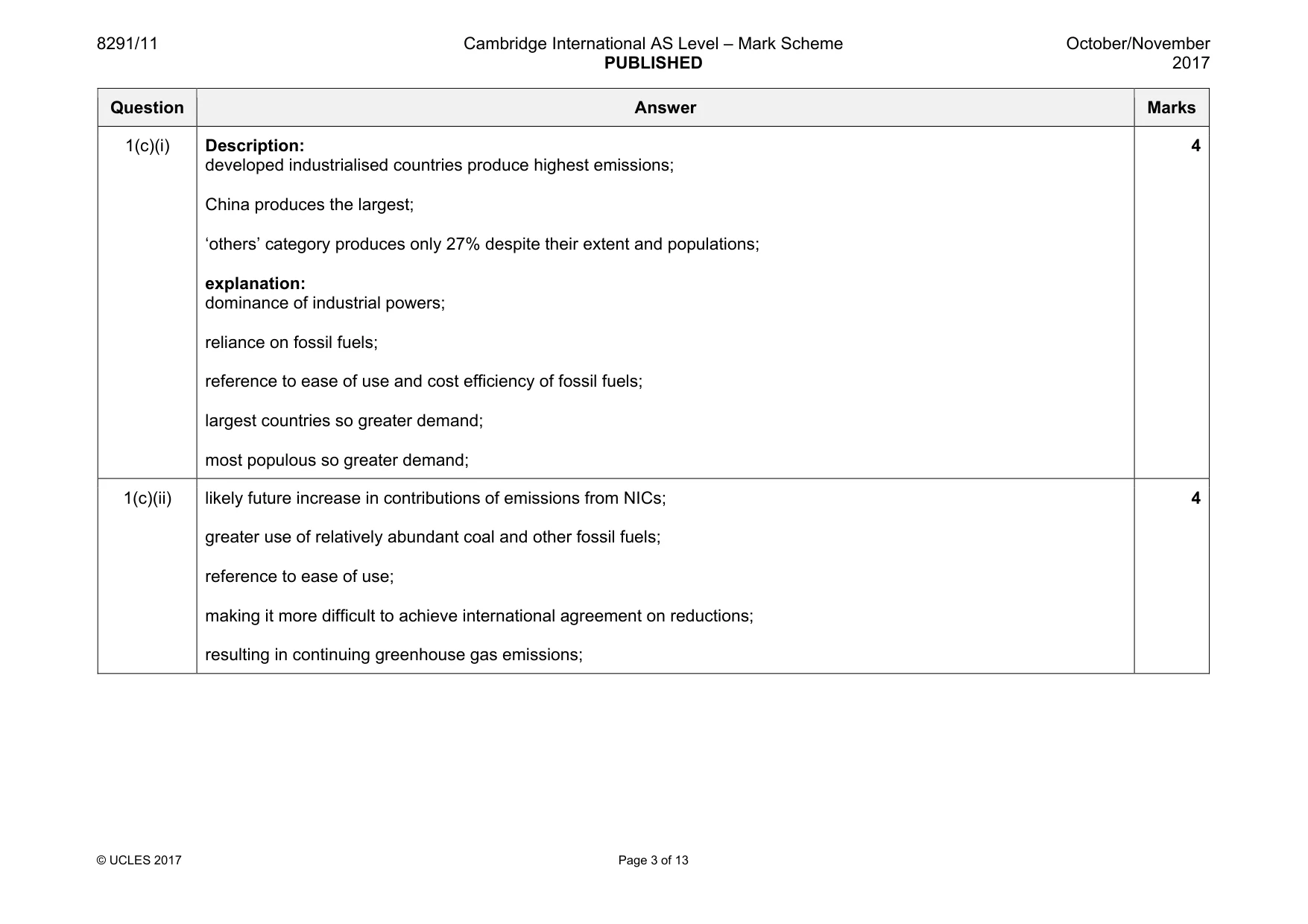Mark scheme, page 3 of 13