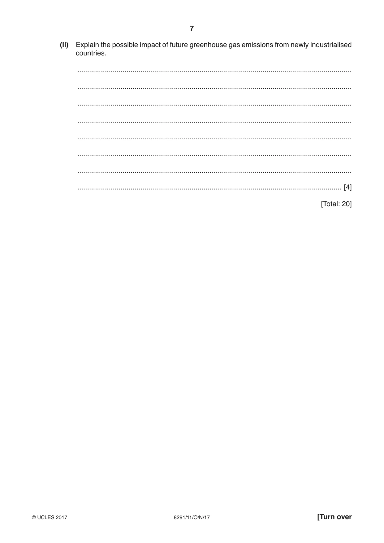 Cambridge A Level Environmental Management (AS only) 8291 2017 Oct/Nov Paper 1 · Variant 1 question paper, page 7 of 16