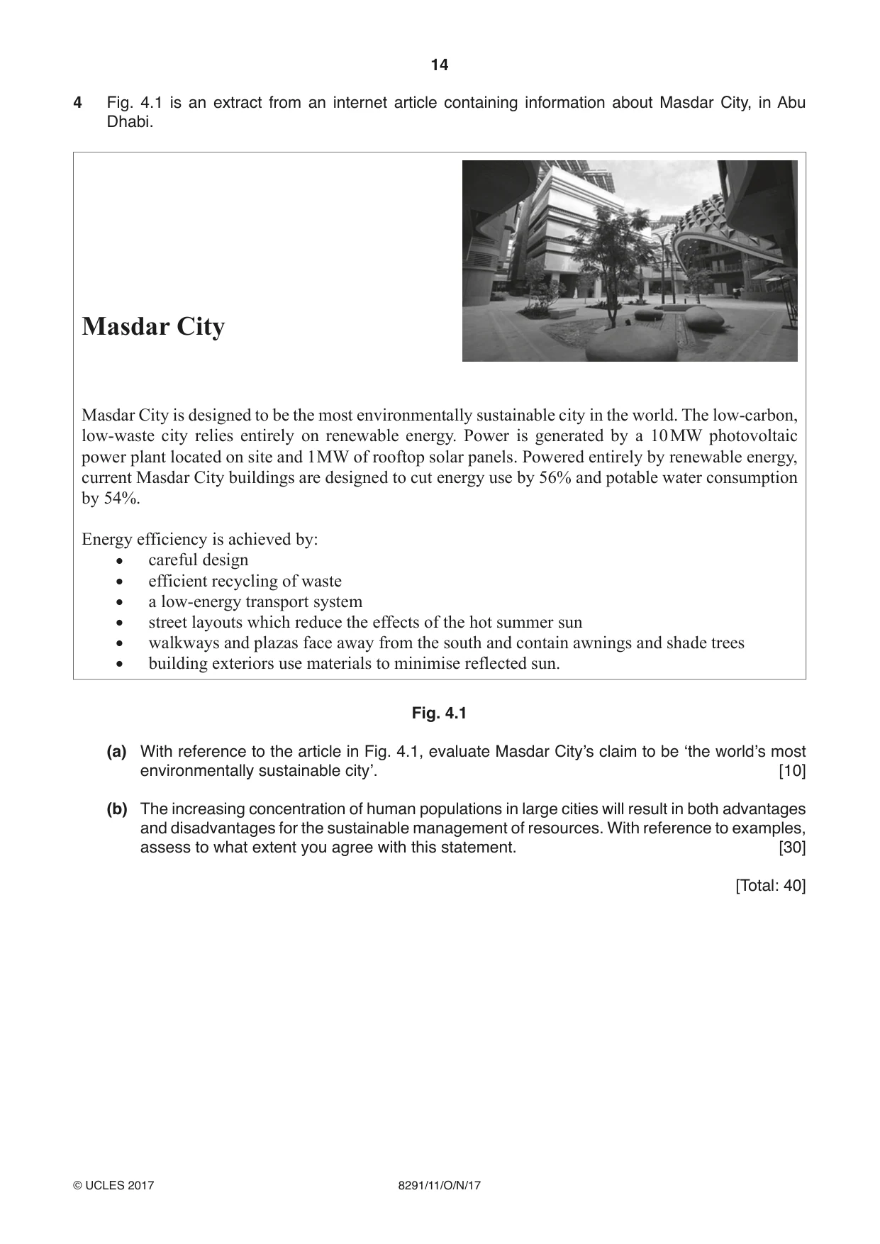 Cambridge A Level Environmental Management (AS only) 8291 2017 Oct/Nov Paper 1 · Variant 1 question paper, page 14 of 16