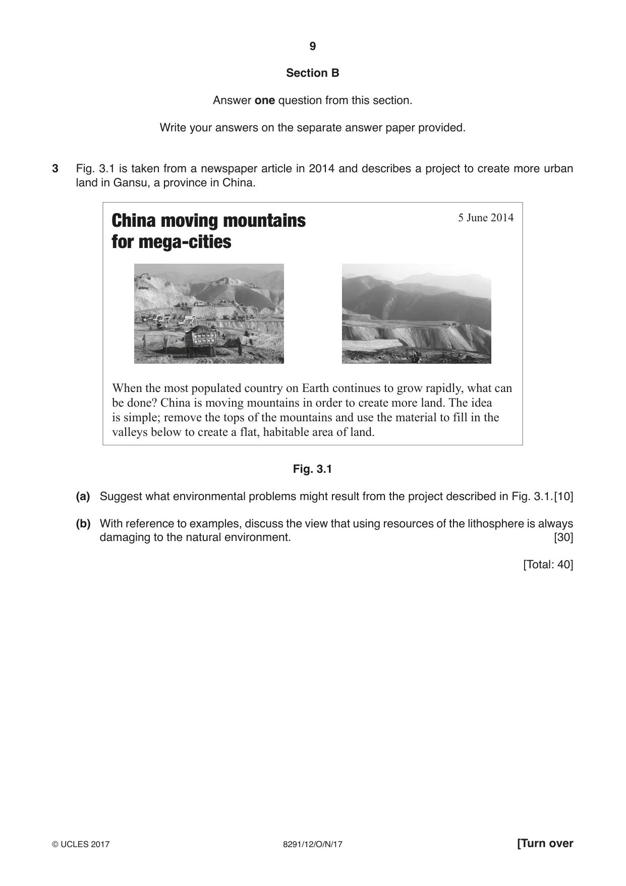 Cambridge A Level Environmental Management (AS only) 8291 2017 Oct/Nov Paper 1 · Variant 2 question paper, page 9 of 12
