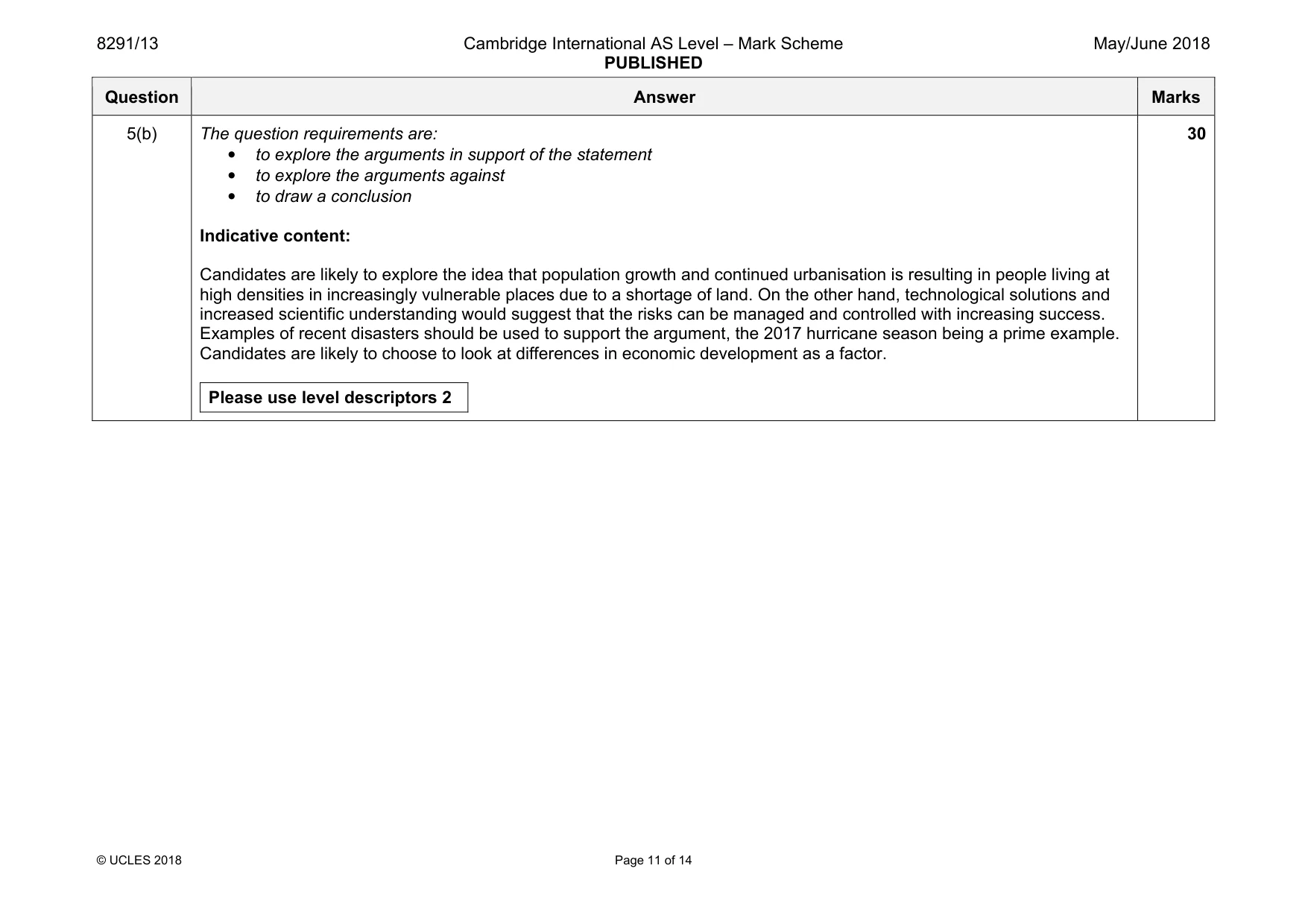 Mark scheme, page 11 of 14