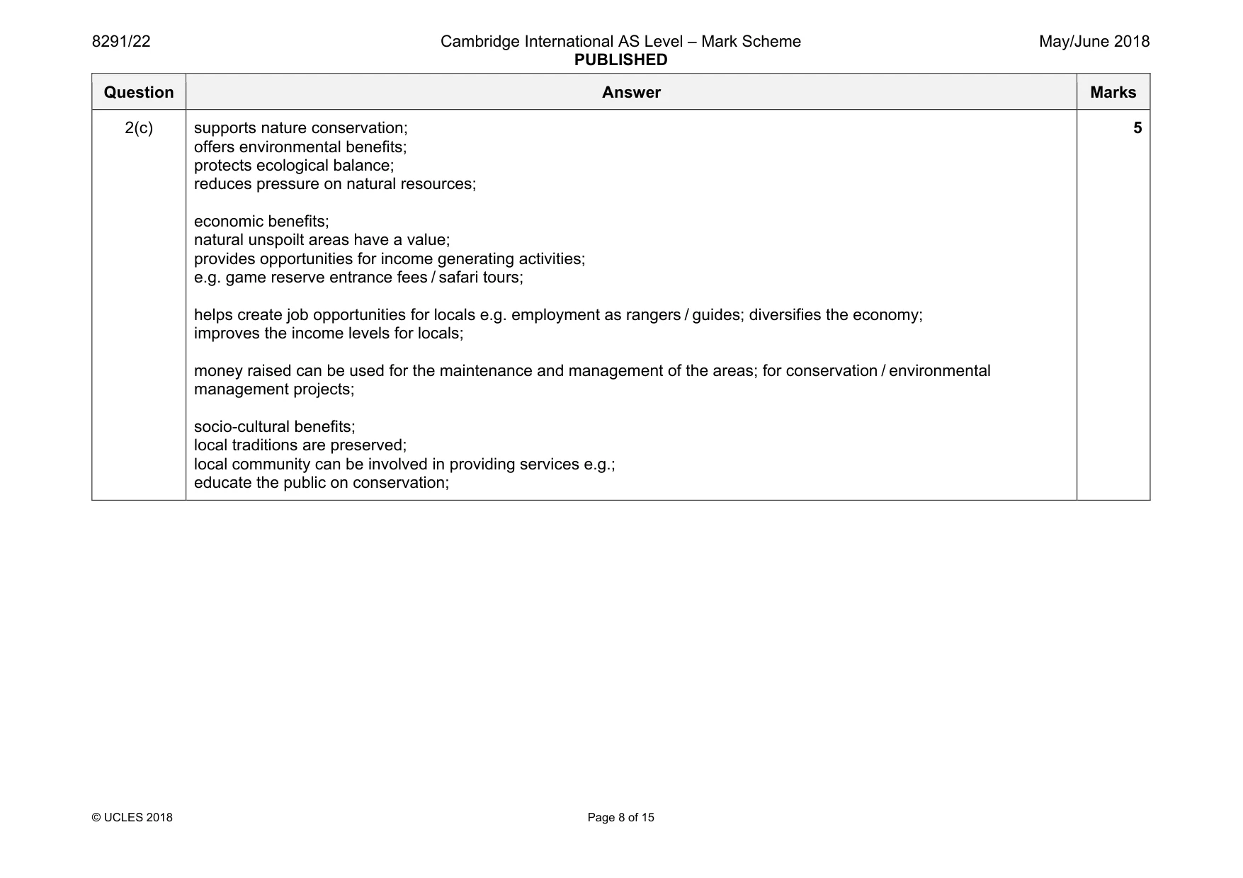 Mark scheme, page 8 of 15
