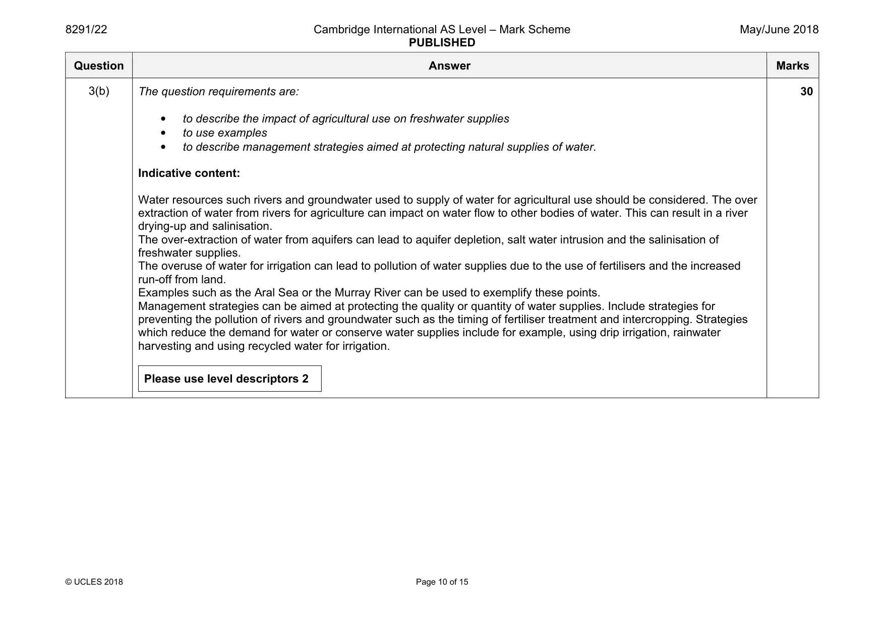 Mark scheme, page 10 of 15