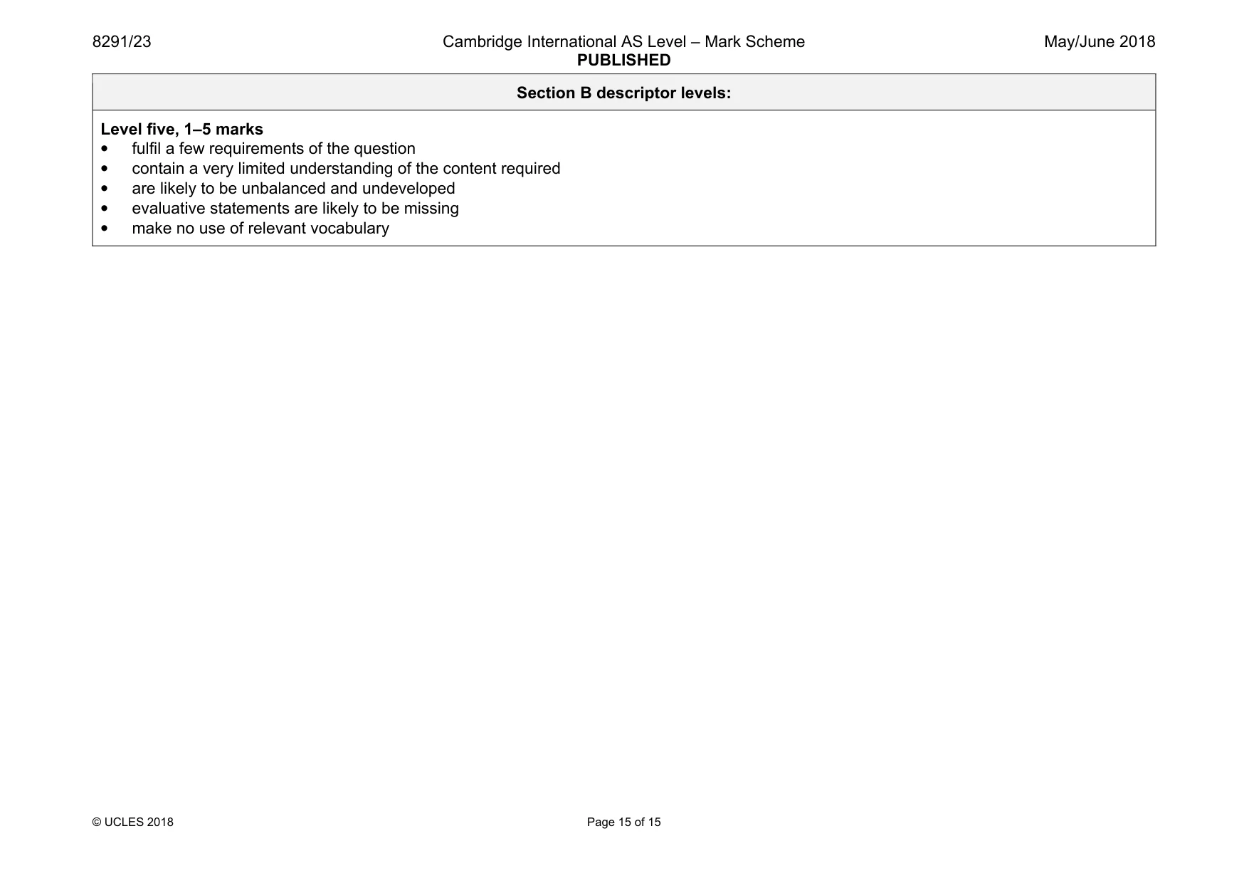 Mark scheme, page 15 of 15