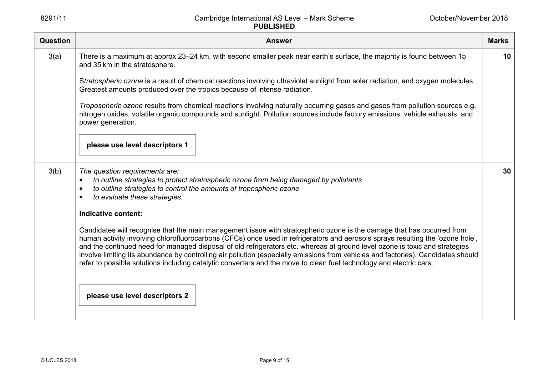 Mark scheme, page 9 of 15