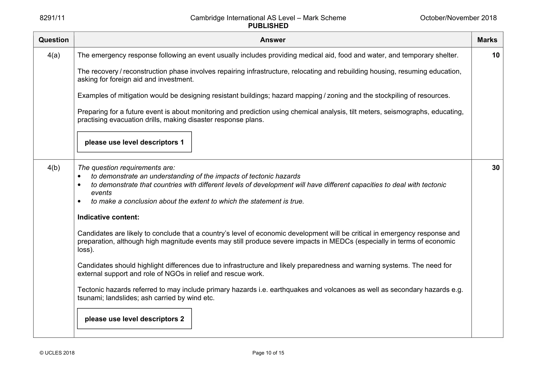 Mark scheme, page 10 of 15