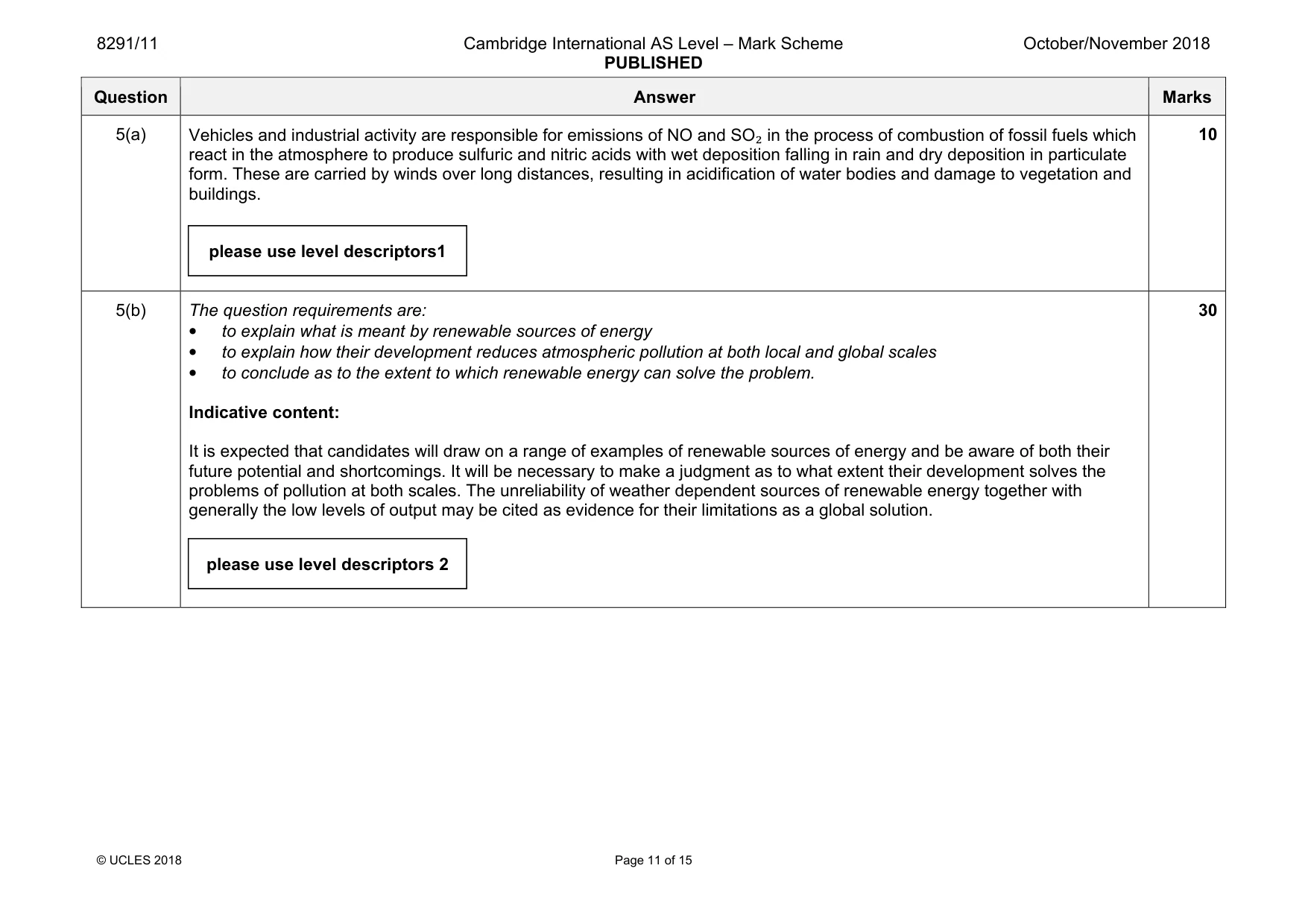 Mark scheme, page 11 of 15