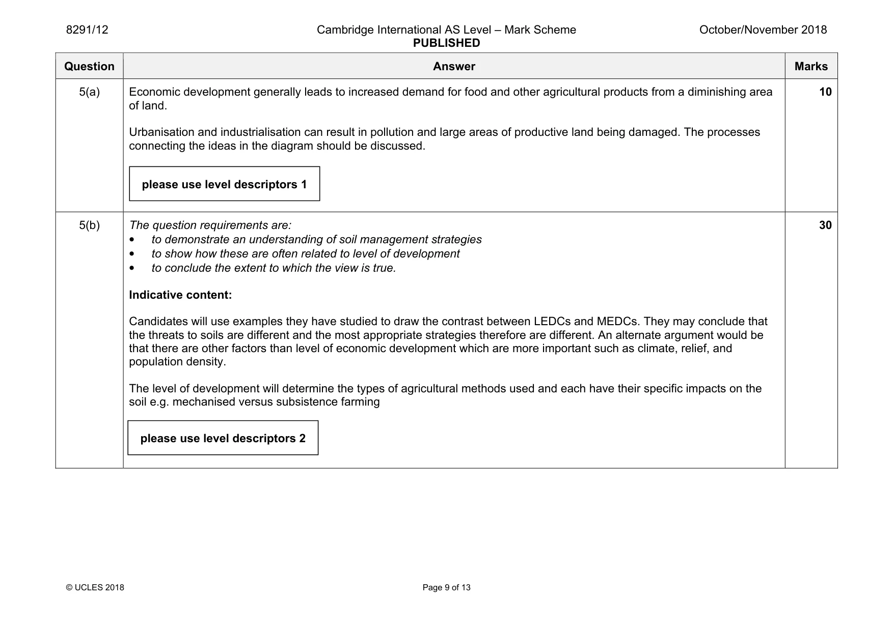 Mark scheme, page 9 of 13
