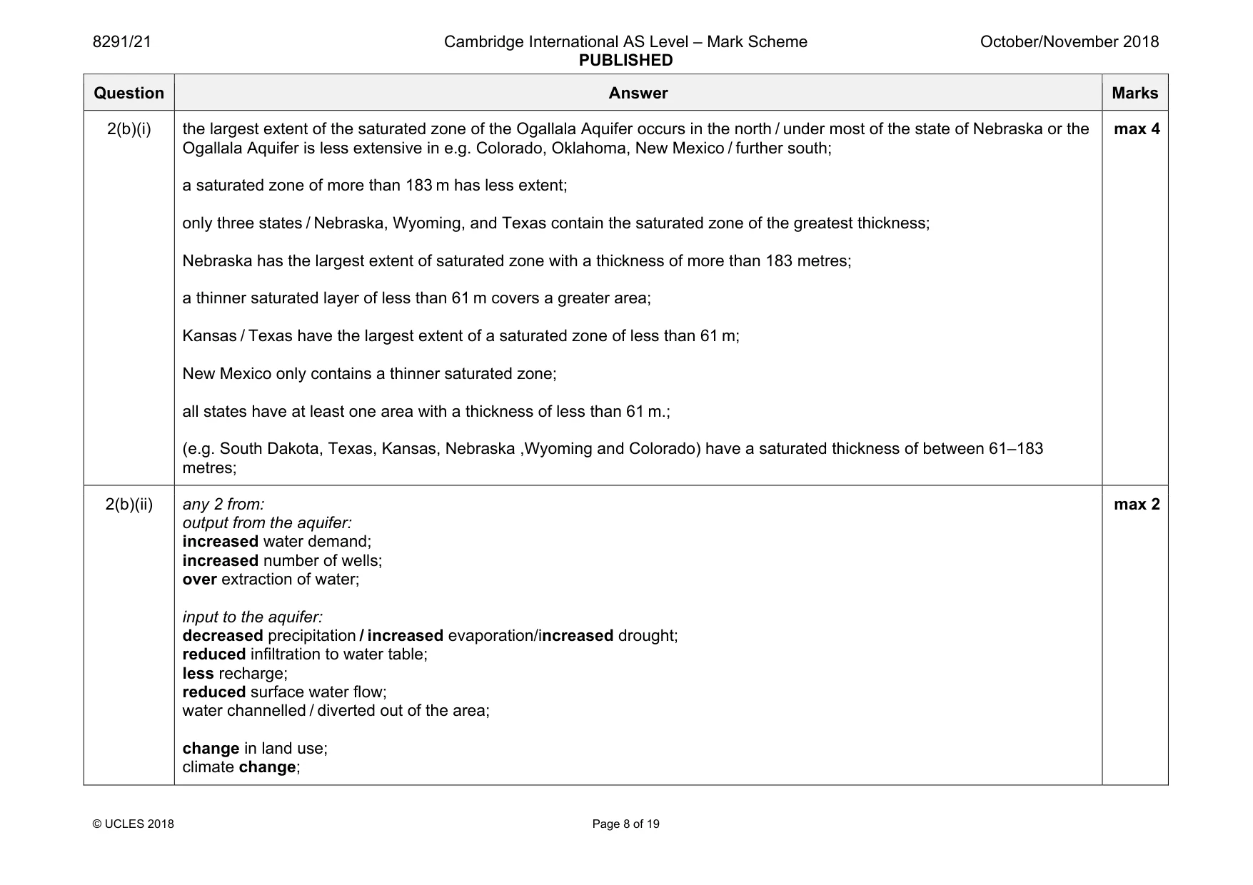 Mark scheme, page 8 of 19