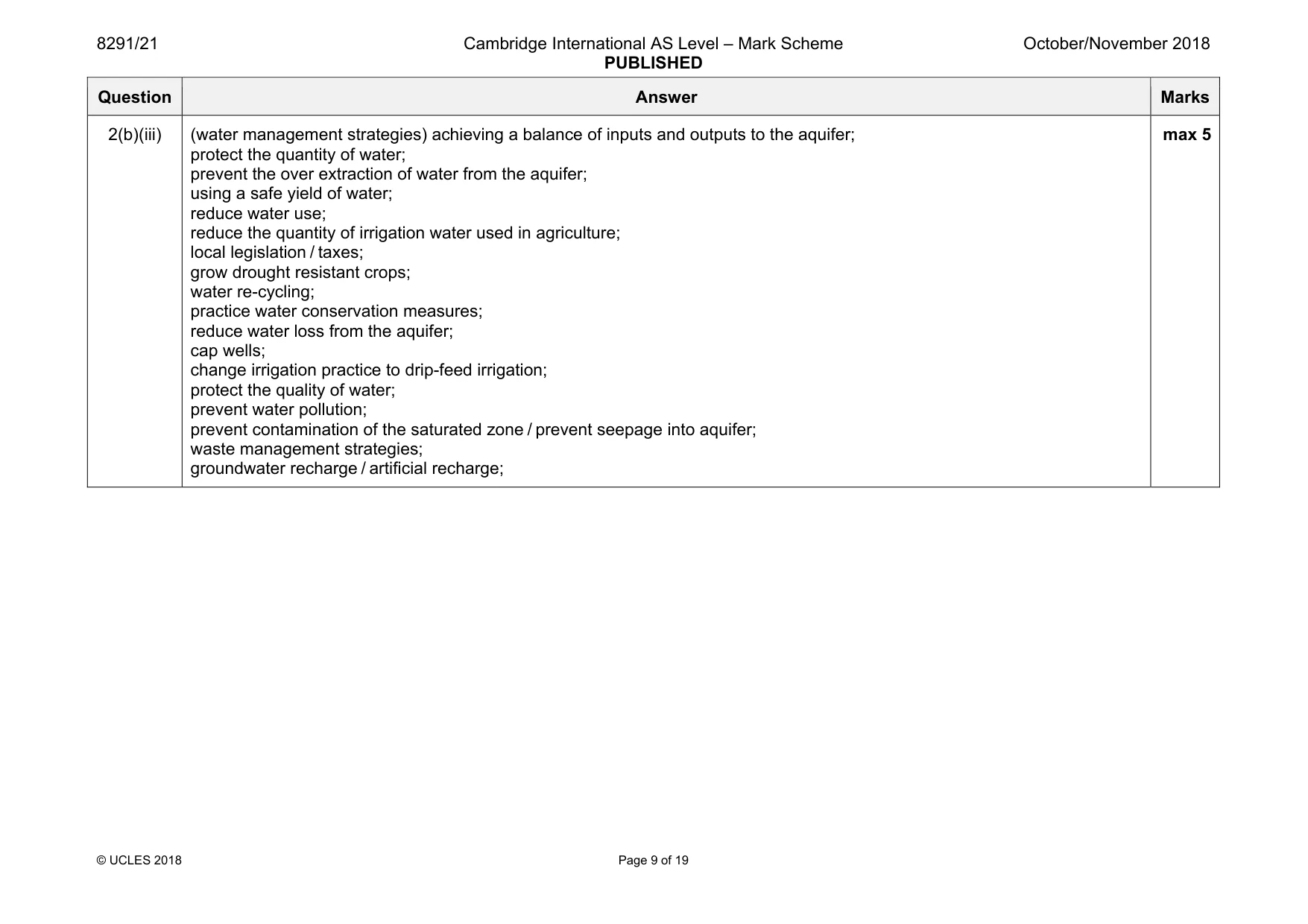 Mark scheme, page 9 of 19