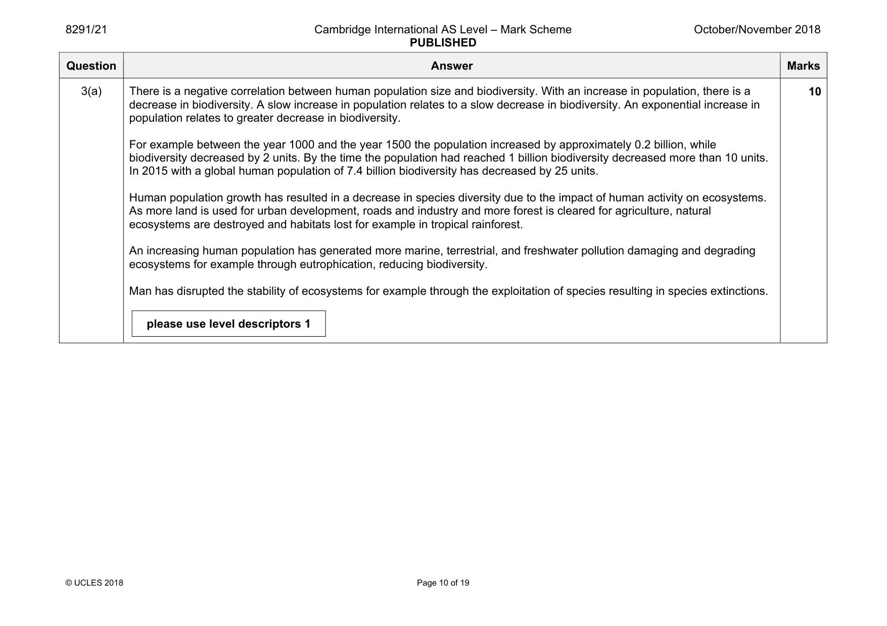 Mark scheme, page 10 of 19