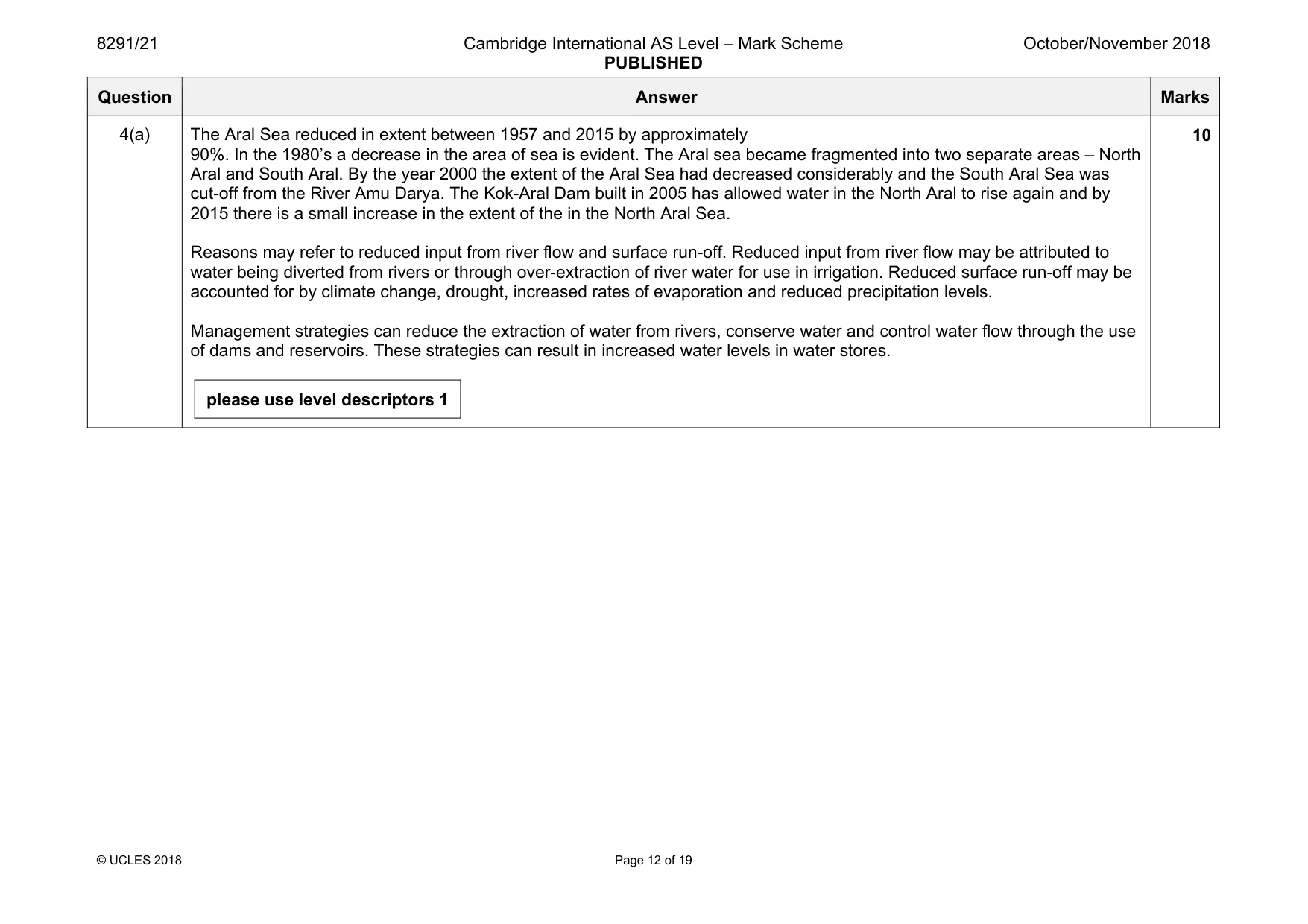 Mark scheme, page 12 of 19