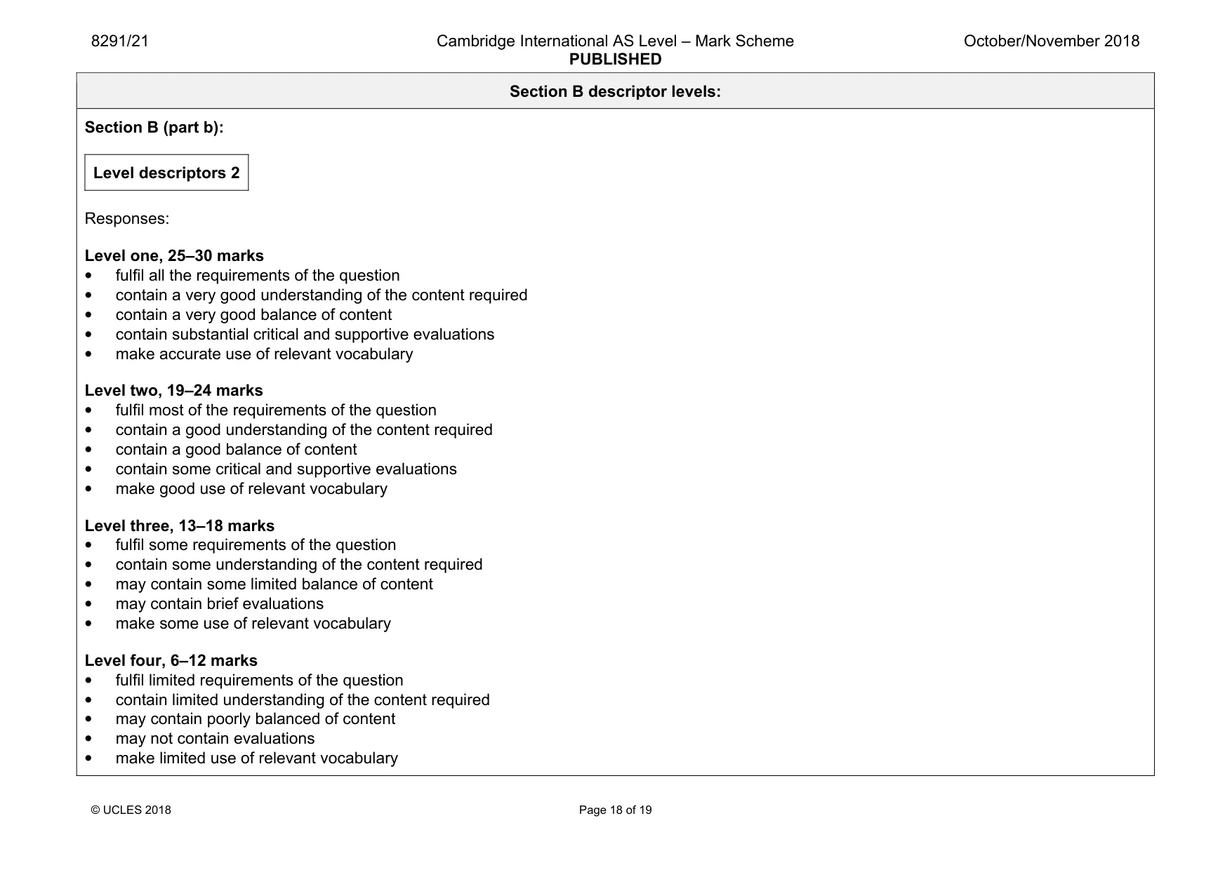 Mark scheme, page 18 of 19