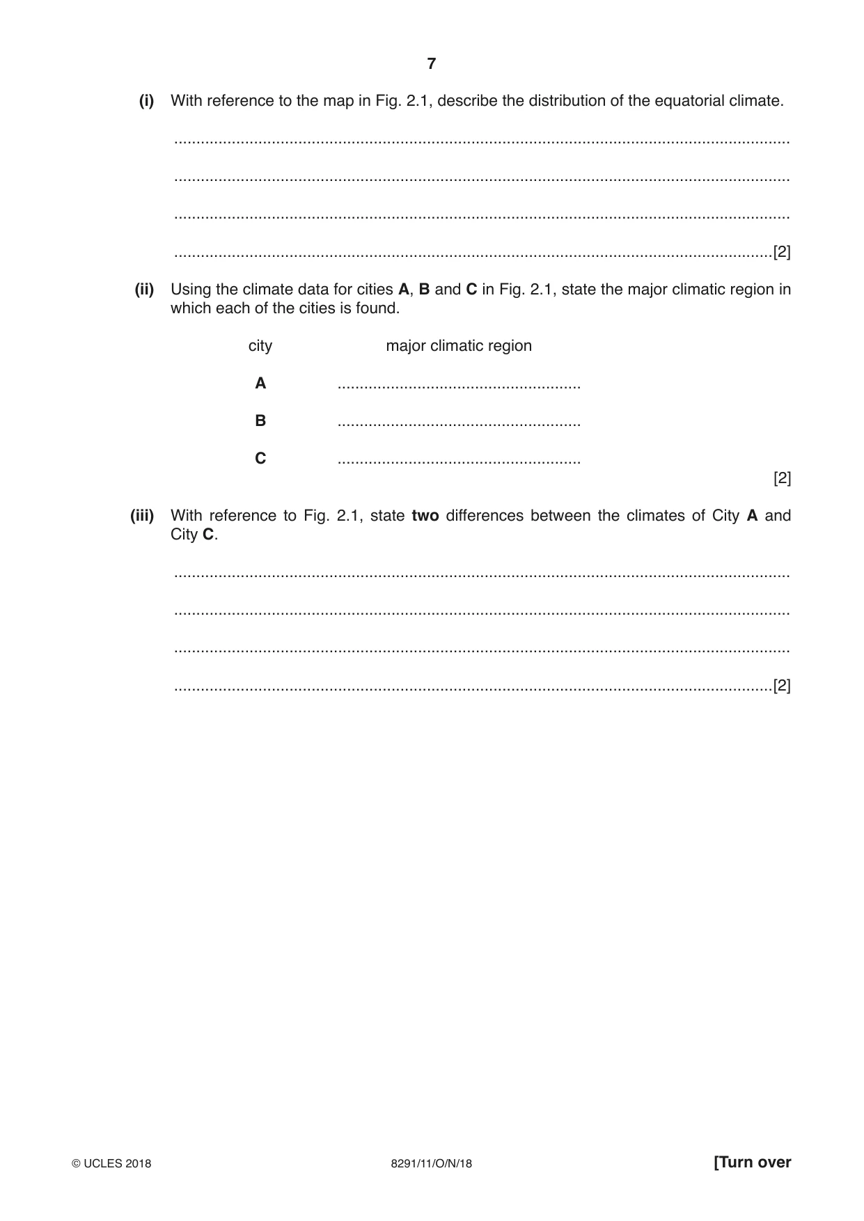 Cambridge A Level Environmental Management (AS only) 8291 2018 Oct/Nov Paper 1 · Variant 1 question paper, page 7 of 12
