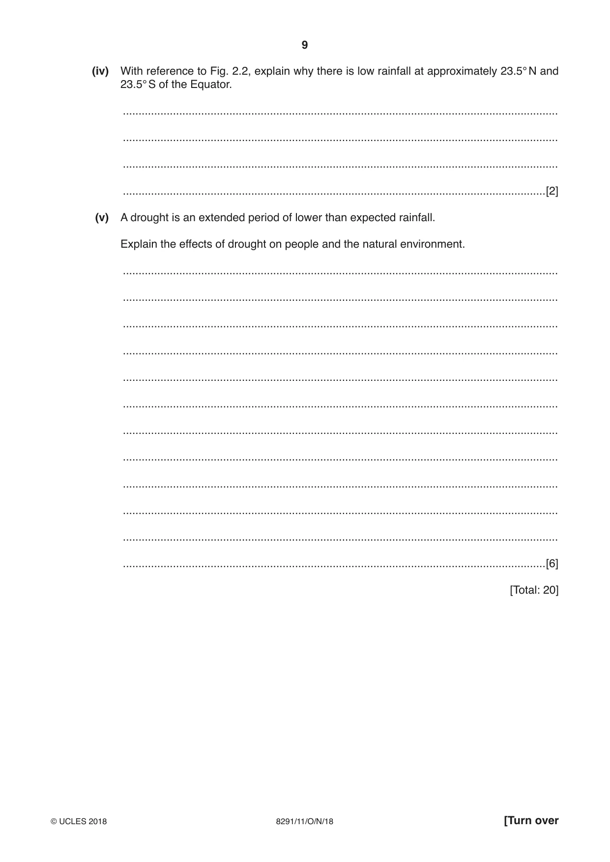 Cambridge A Level Environmental Management (AS only) 8291 2018 Oct/Nov Paper 1 · Variant 1 question paper, page 9 of 12