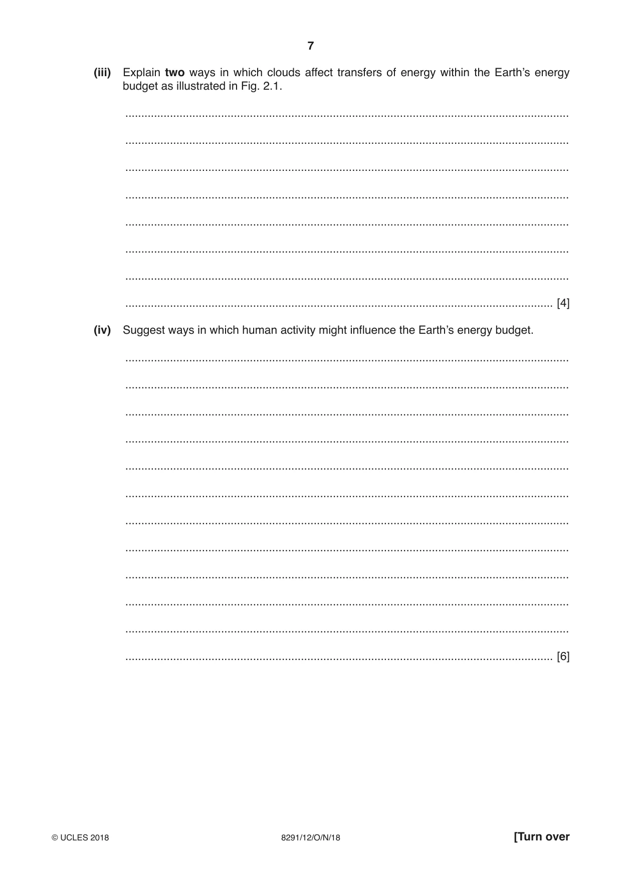 Cambridge A Level Environmental Management (AS only) 8291 2018 Oct/Nov Paper 1 · Variant 2 question paper, page 7 of 16