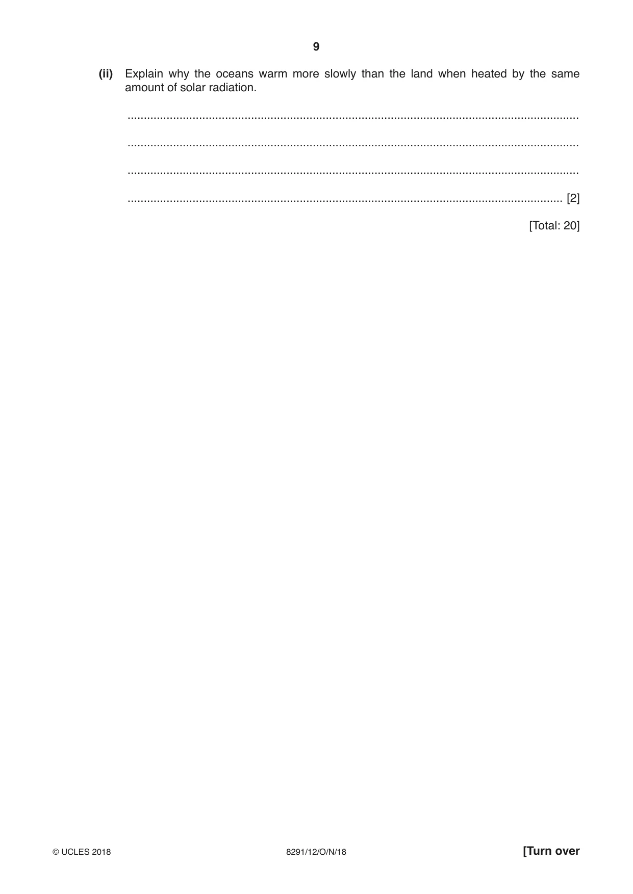 Cambridge A Level Environmental Management (AS only) 8291 2018 Oct/Nov Paper 1 · Variant 2 question paper, page 9 of 16
