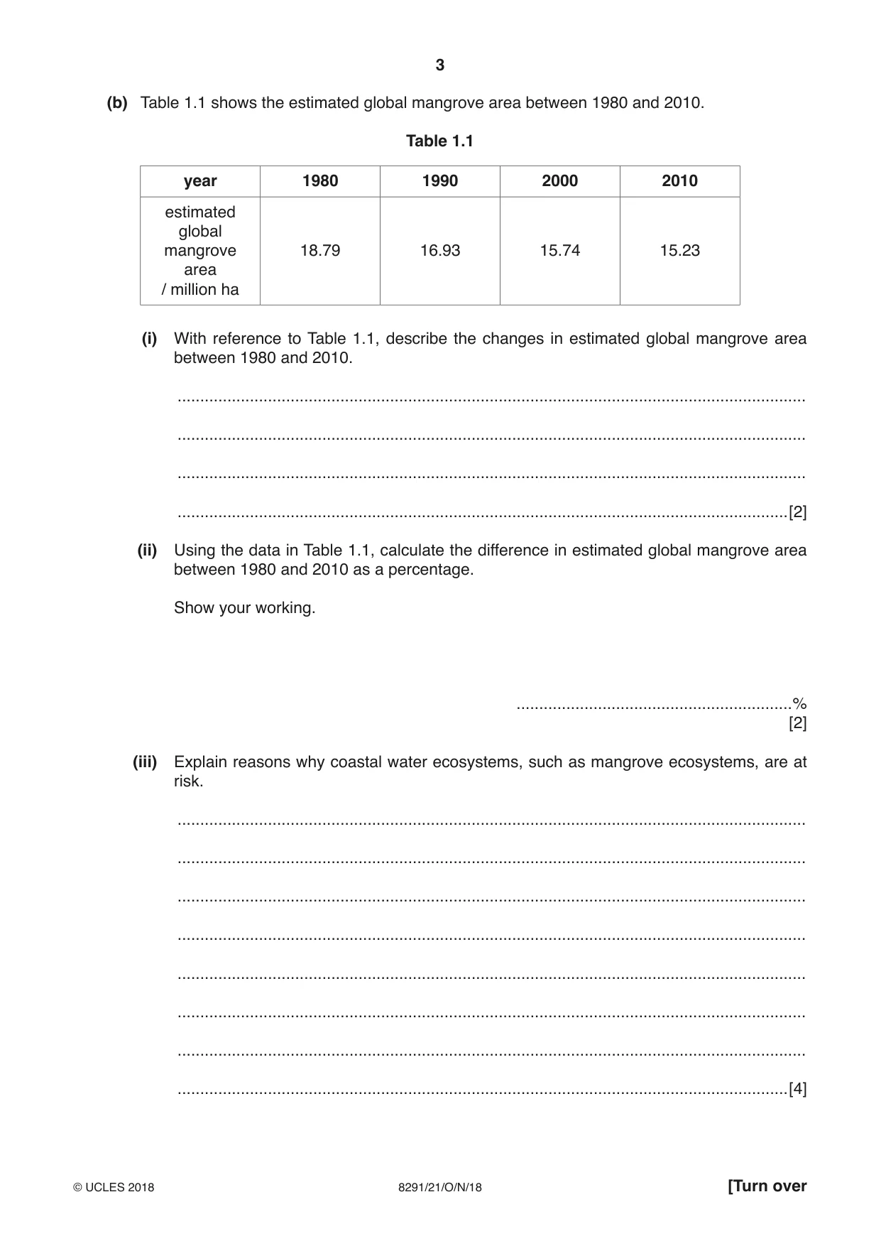 Cambridge A Level Environmental Management (AS only) 8291 2018 Oct/Nov Paper 2 · Variant 1 question paper, page 3 of 16