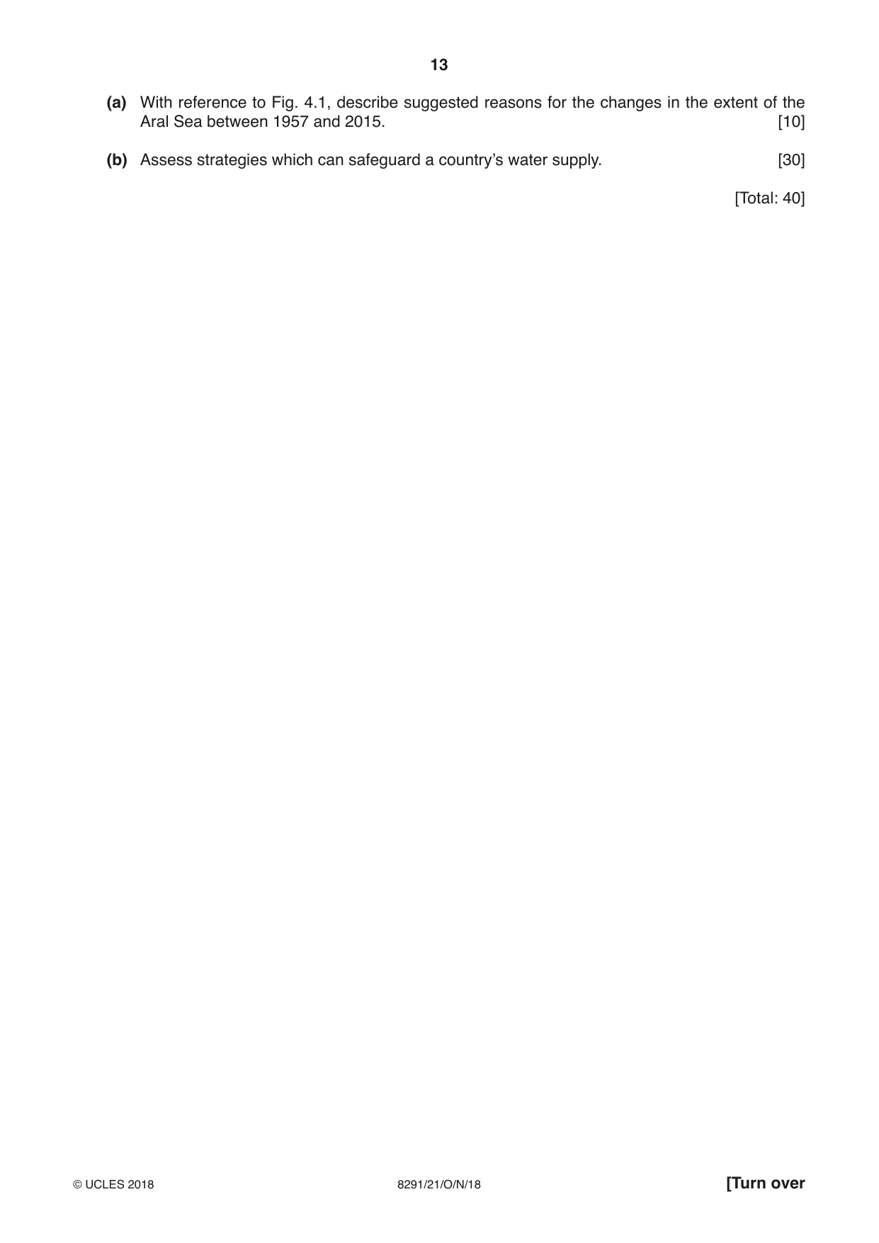 Cambridge A Level Environmental Management (AS only) 8291 2018 Oct/Nov Paper 2 · Variant 1 question paper, page 13 of 16