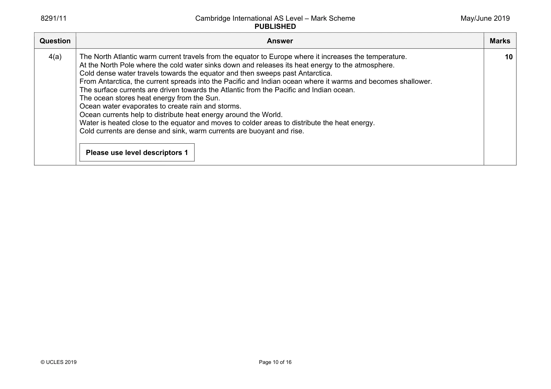 Mark scheme, page 10 of 16