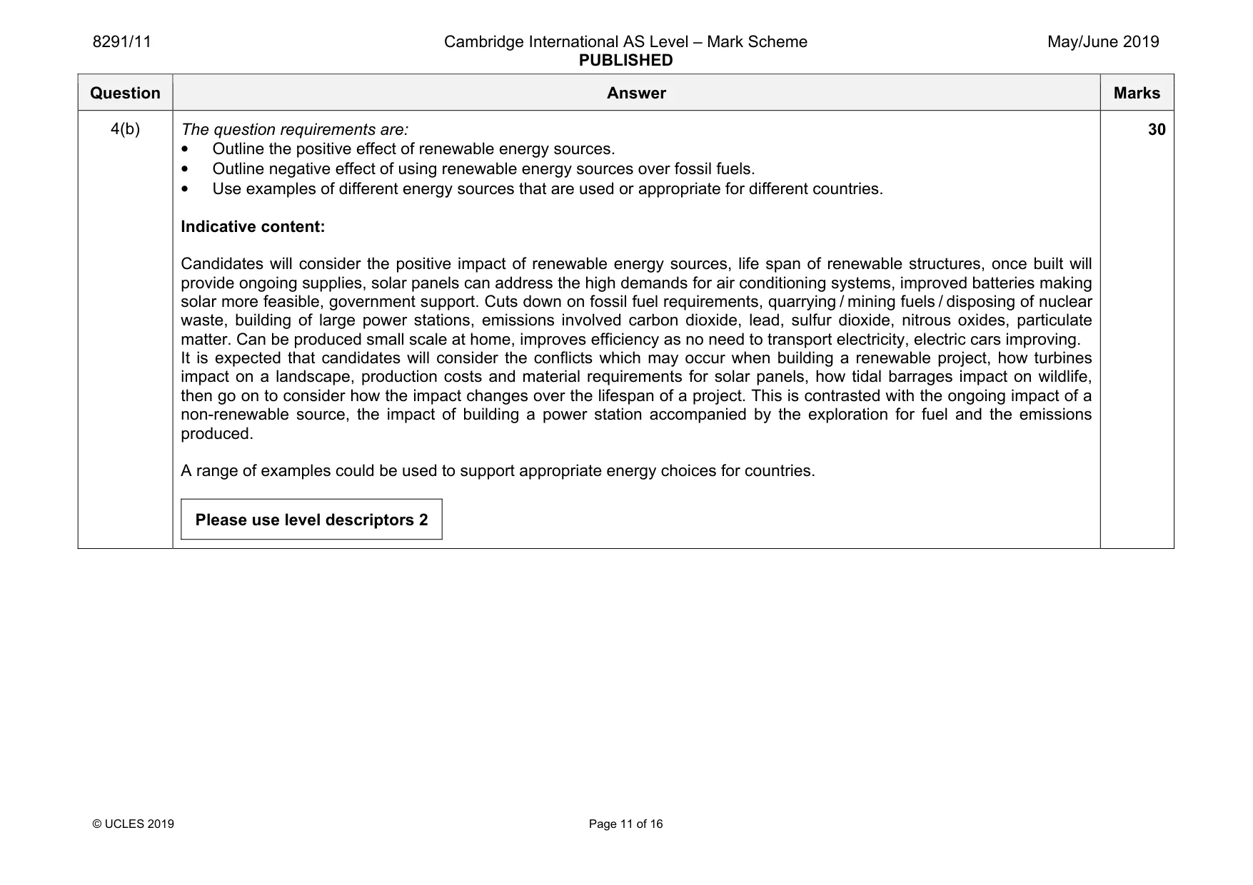 Mark scheme, page 11 of 16