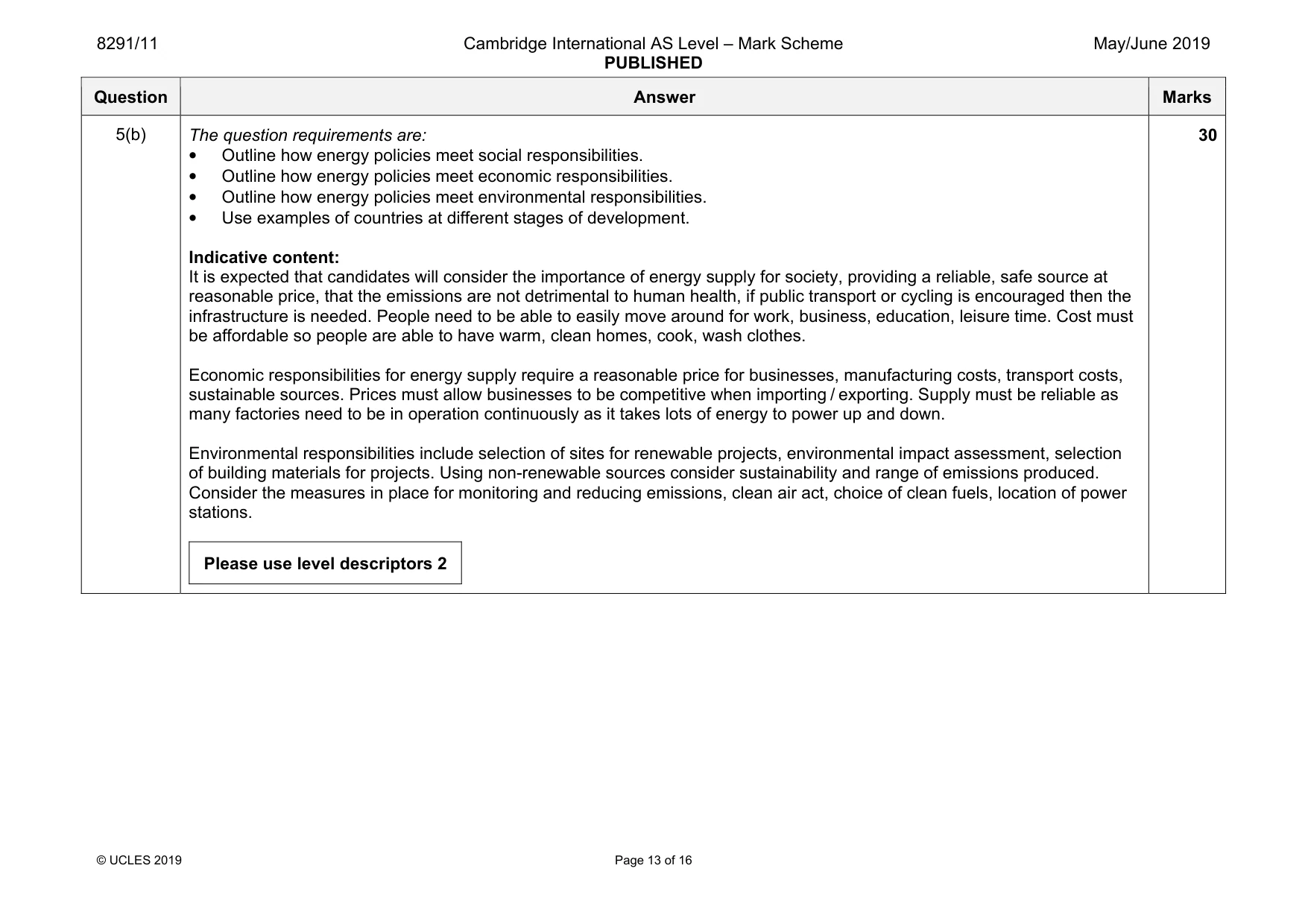 Mark scheme, page 13 of 16