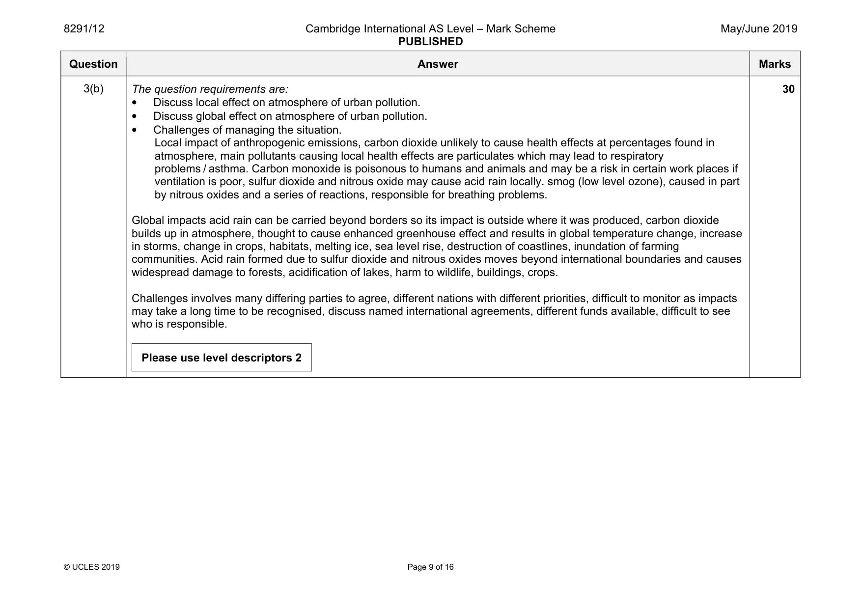 Mark scheme, page 9 of 16