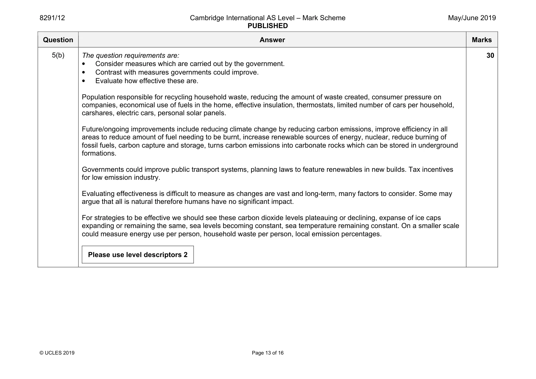 Mark scheme, page 13 of 16