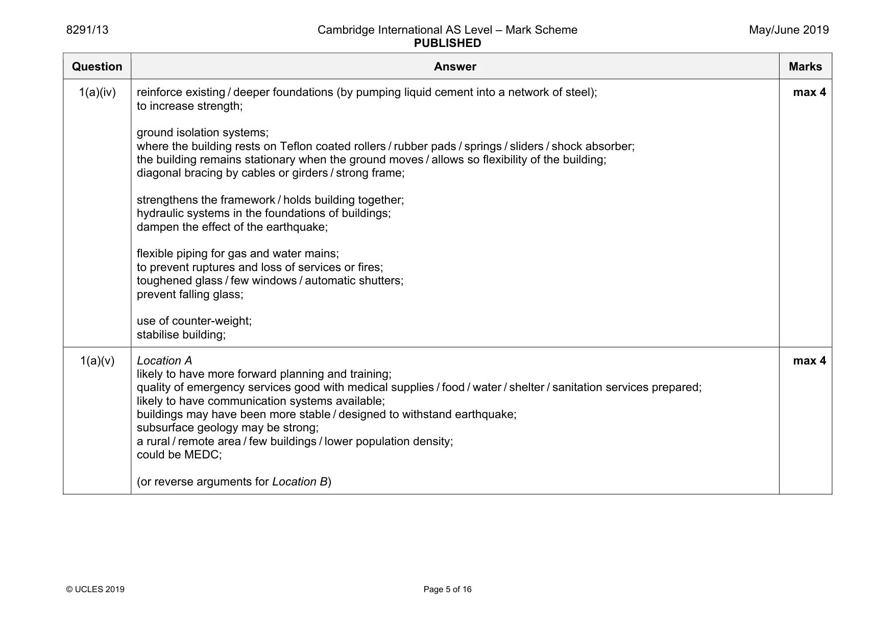 Mark scheme, page 5 of 16