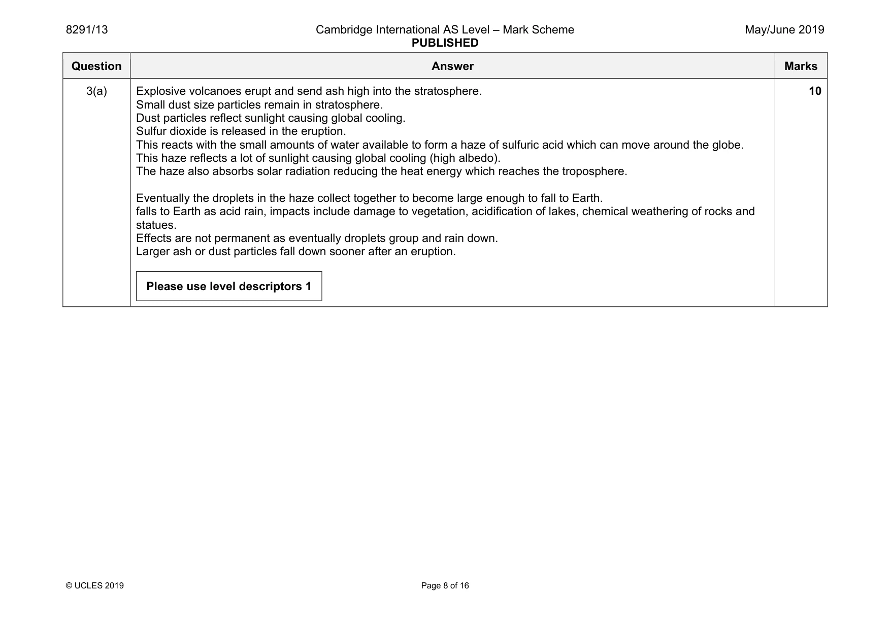 Mark scheme, page 8 of 16