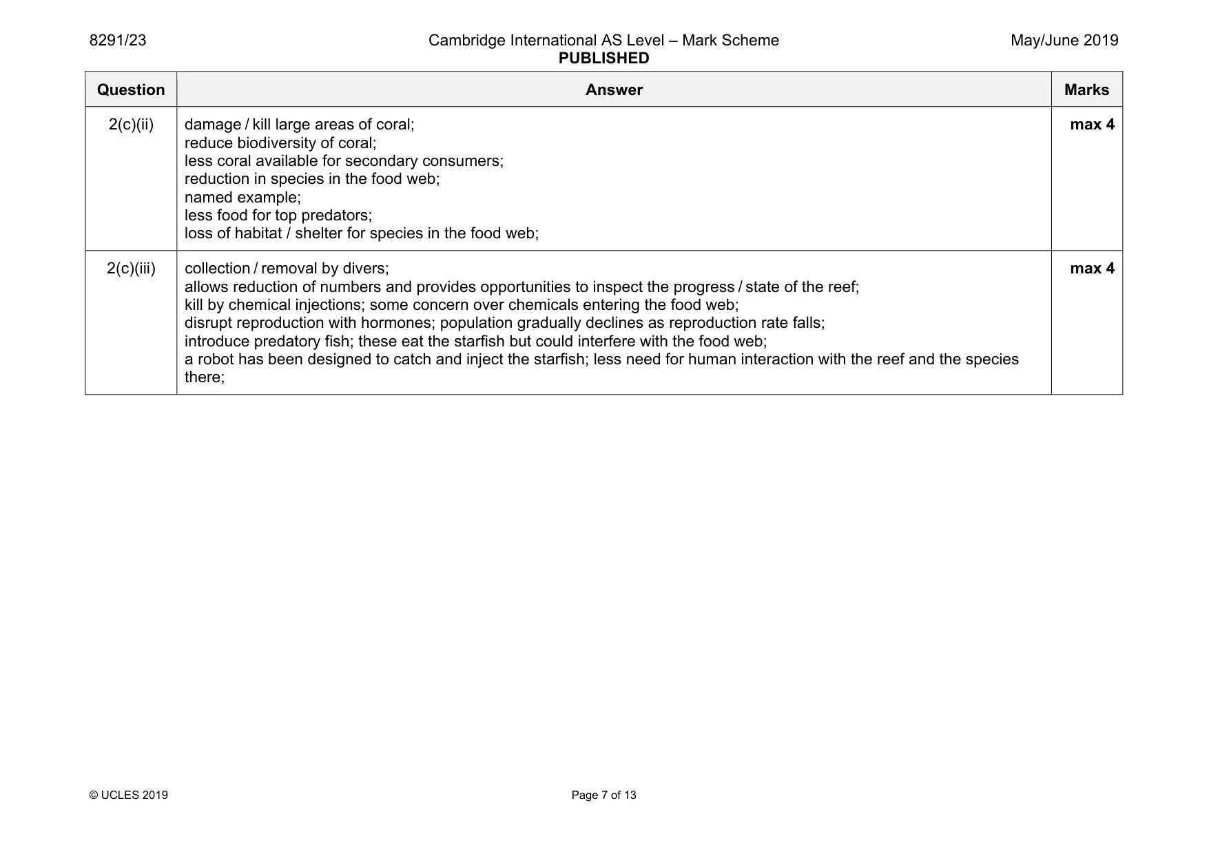 Mark scheme, page 7 of 13