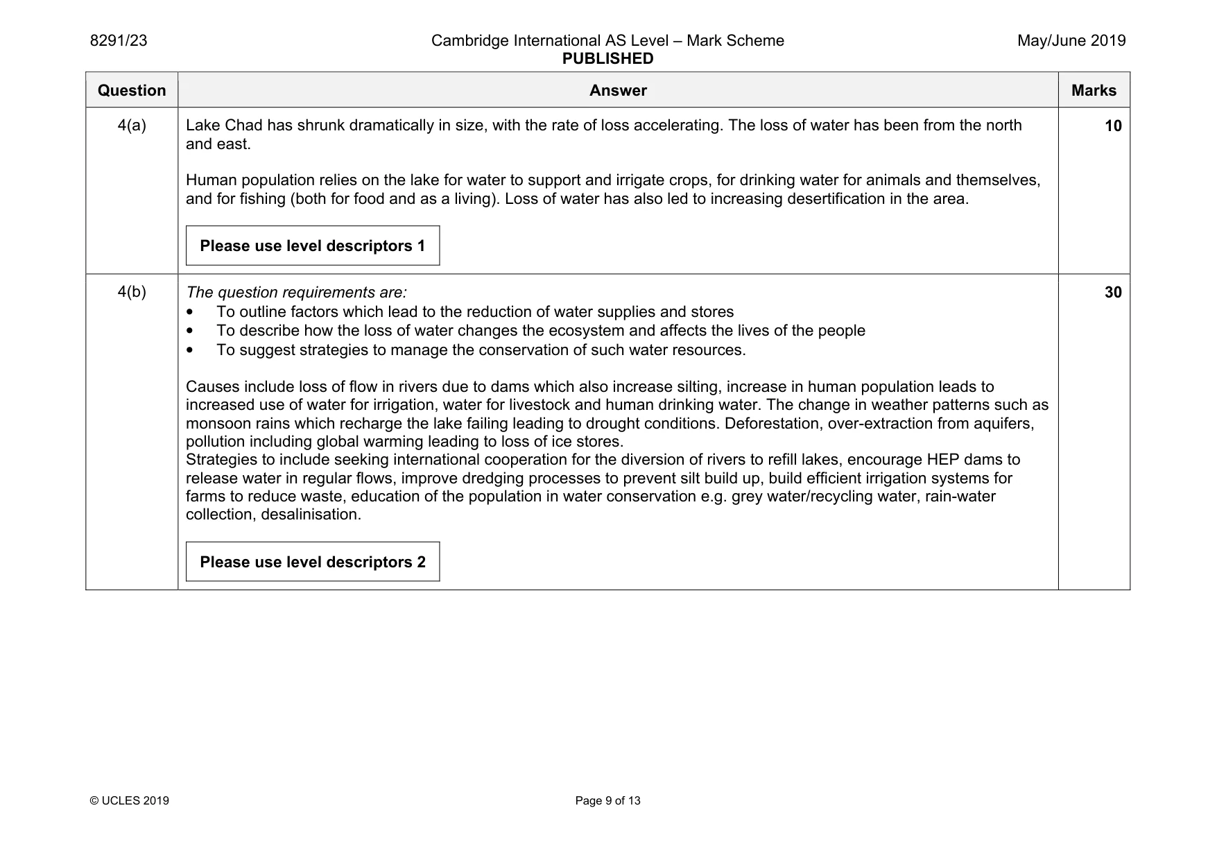 Mark scheme, page 9 of 13