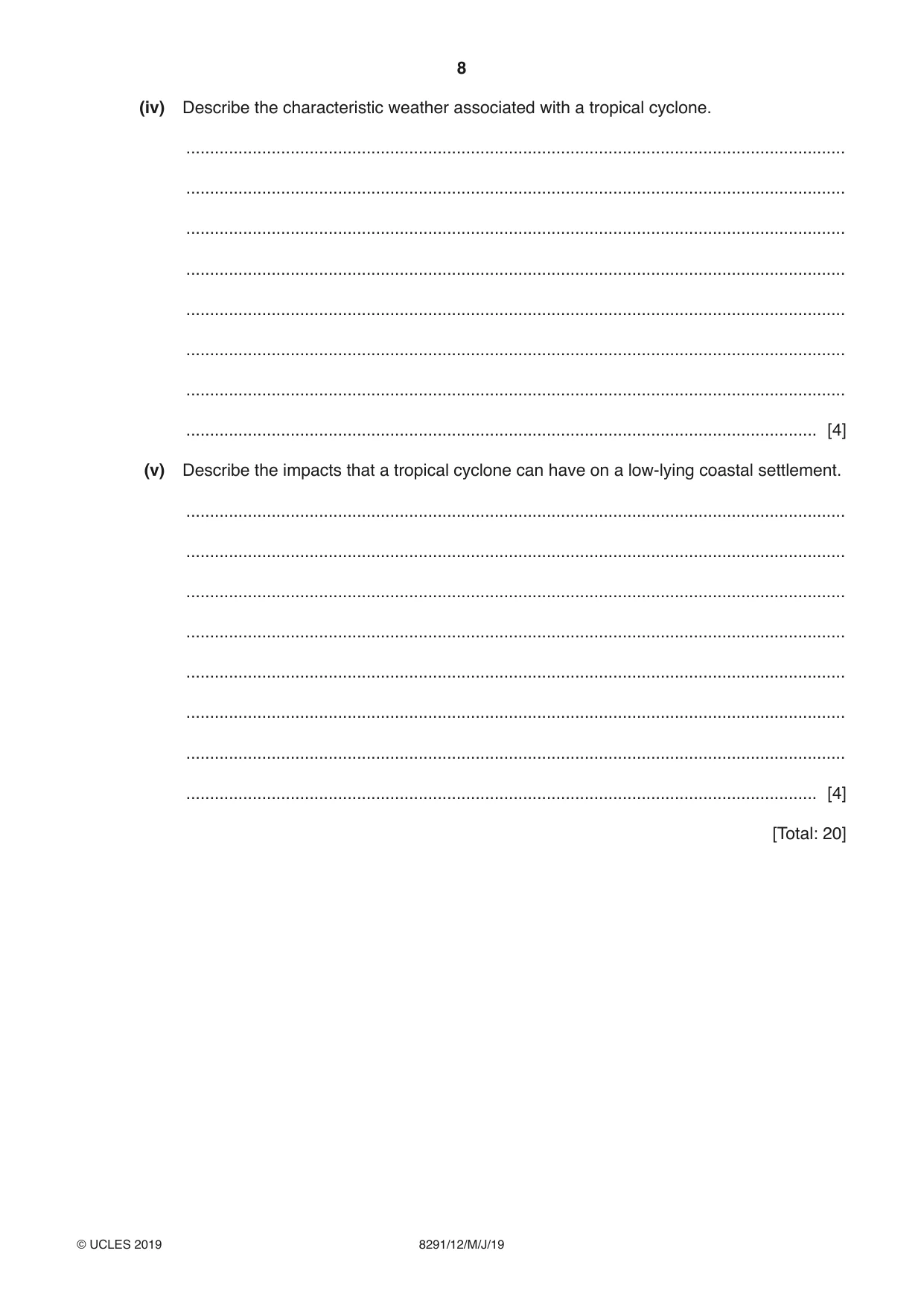 Cambridge A Level Environmental Management (AS only) 8291 2019 May/June Paper 1 · Variant 2 question paper, page 8 of 12