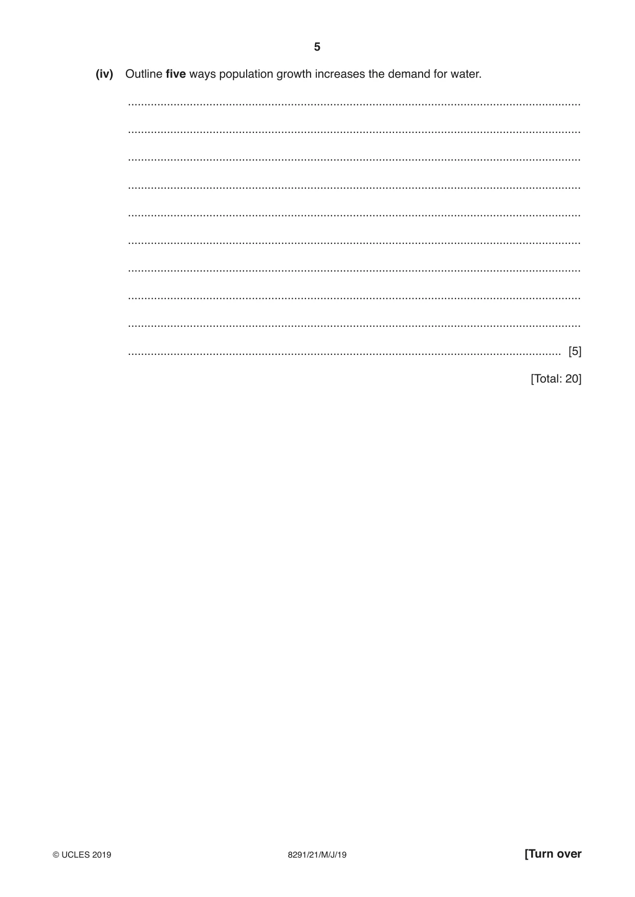 Cambridge A Level Environmental Management (AS only) 8291 2019 May/June Paper 2 · Variant 1 question paper, page 5 of 12
