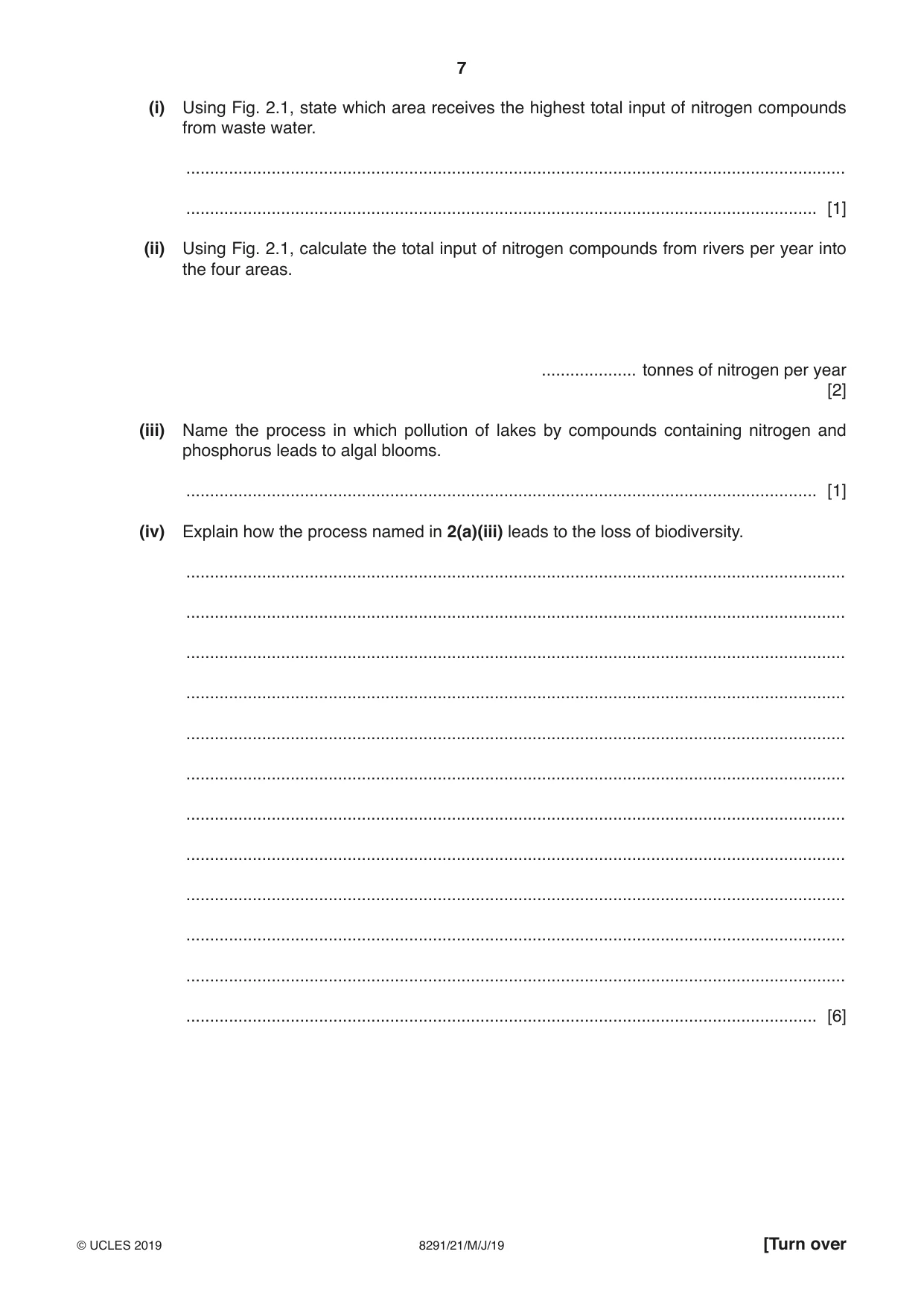 Cambridge A Level Environmental Management (AS only) 8291 2019 May/June Paper 2 · Variant 1 question paper, page 7 of 12