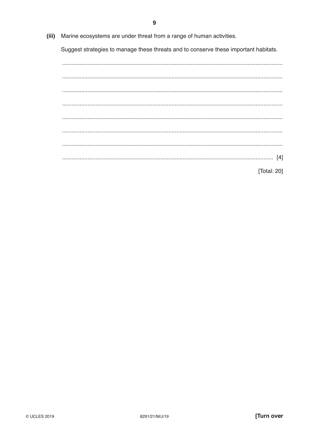 Cambridge A Level Environmental Management (AS only) 8291 2019 May/June Paper 2 · Variant 1 question paper, page 9 of 12