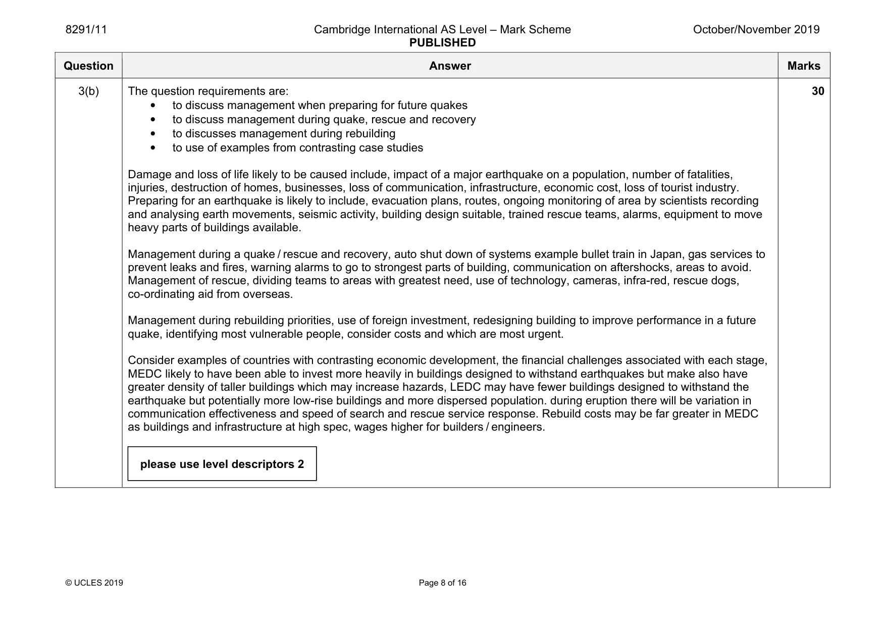 Mark scheme, page 8 of 16