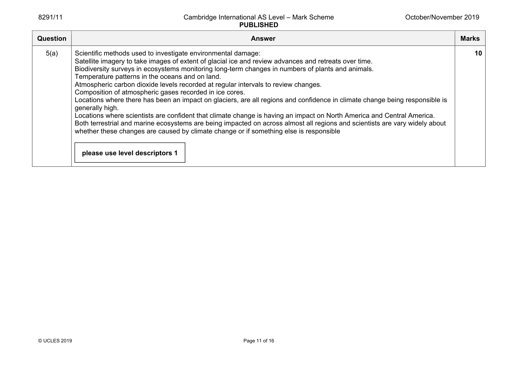 Mark scheme, page 11 of 16