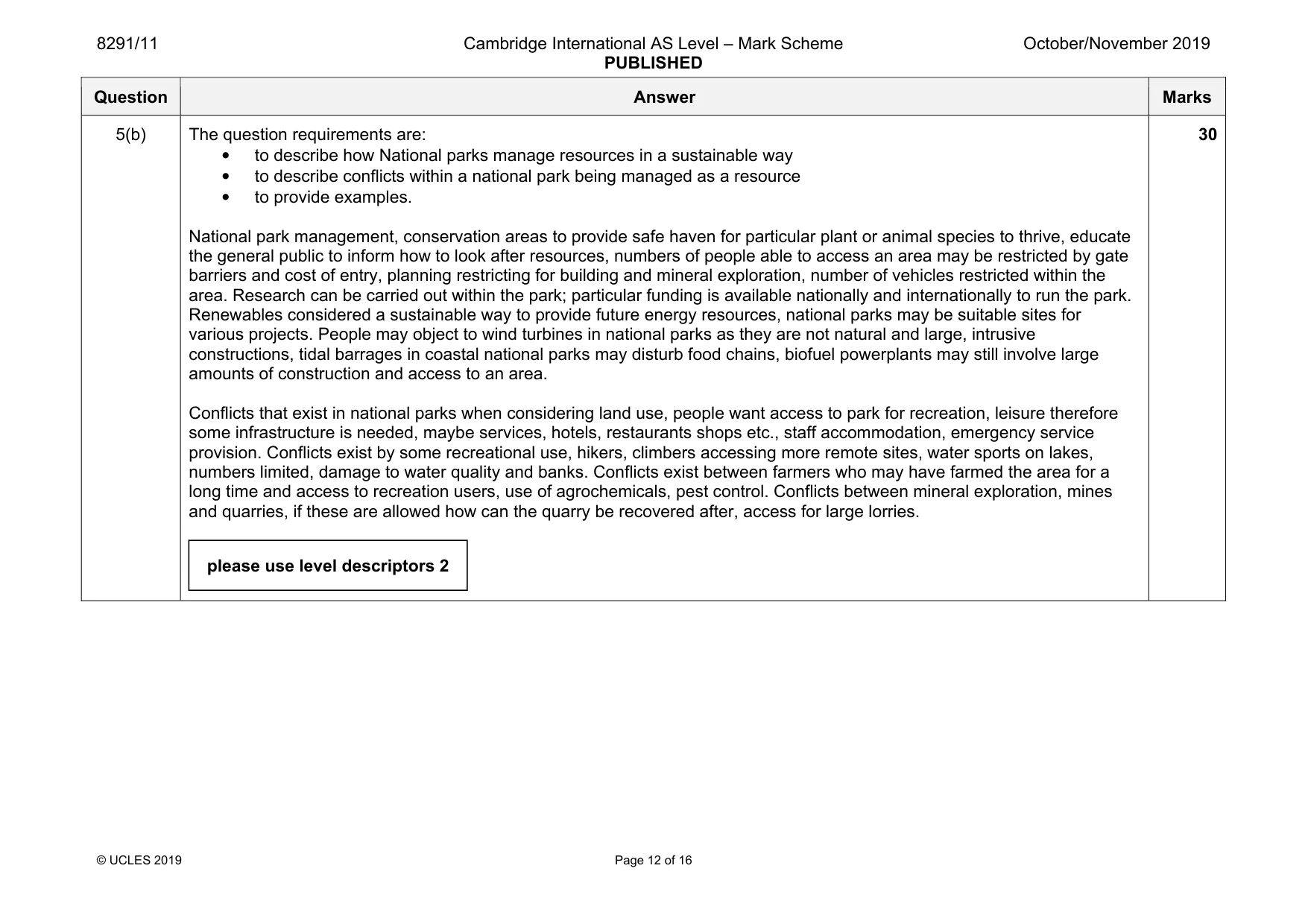 Mark scheme, page 12 of 16